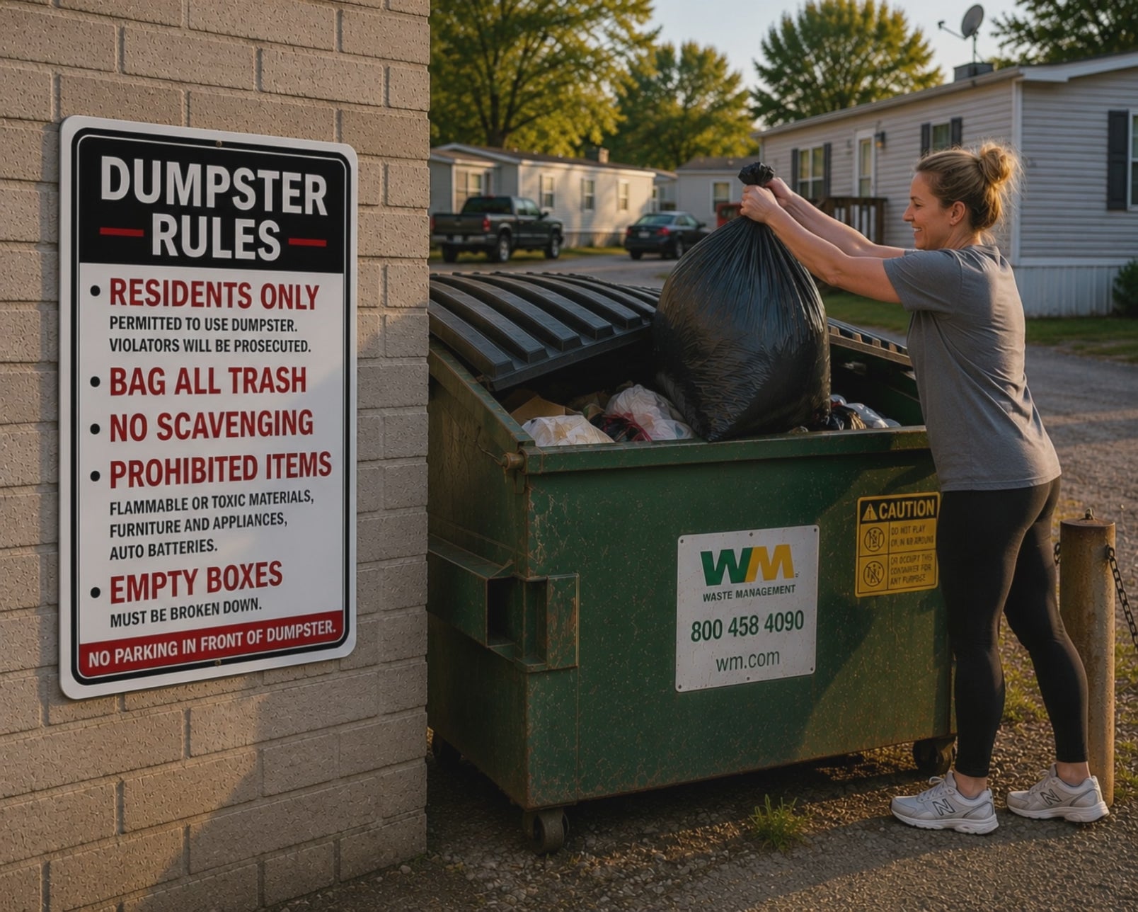 Dumpster Rules Sign Laminated 13x19 | Apartment Dumpster Rules Sign | Property Management Wall Sign | Trash Area Rules Decor