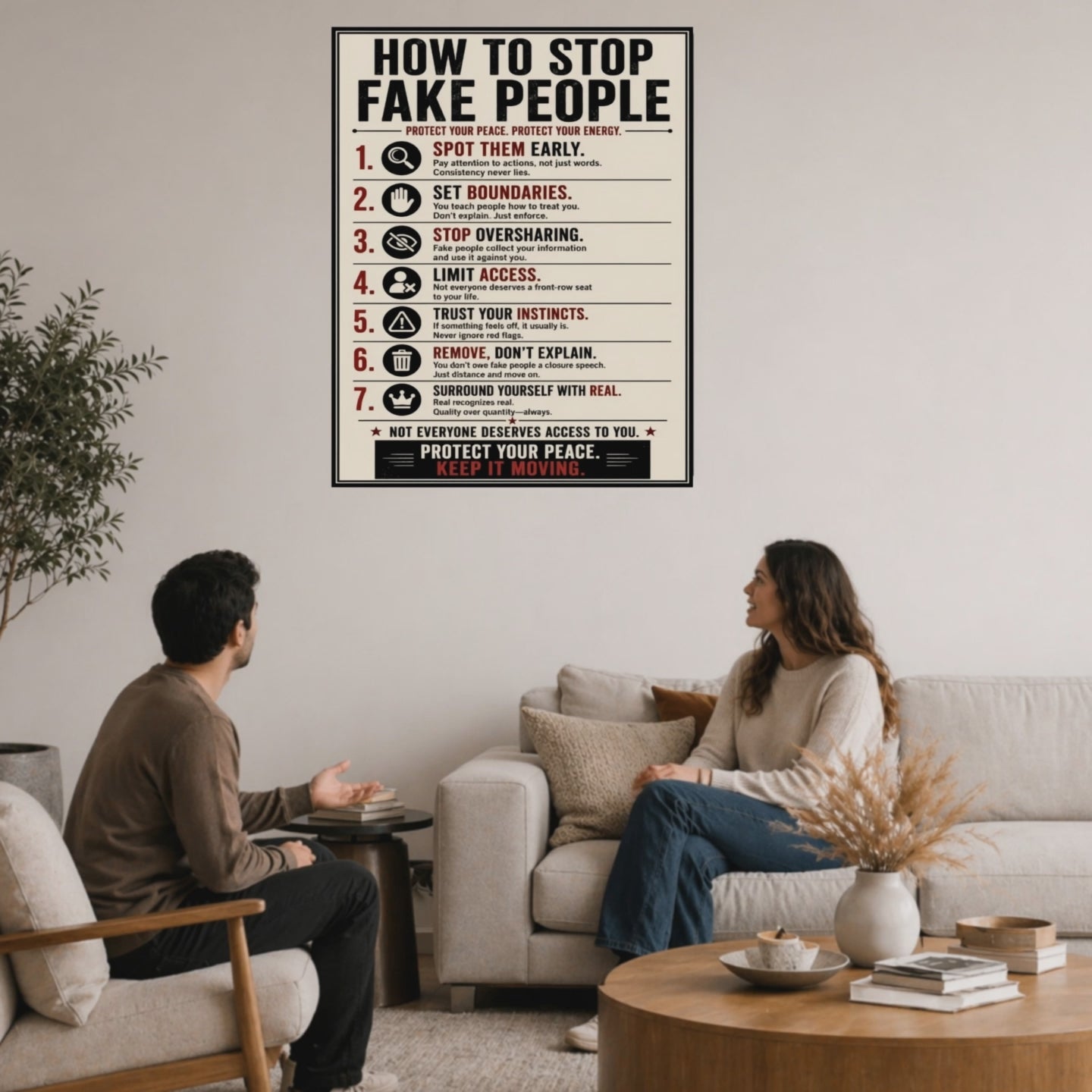 How To Stop Fake People Sign 13x19 Laminated Motivational Poster Protect Your Peace Wall Art Self Growth Mindset Sign