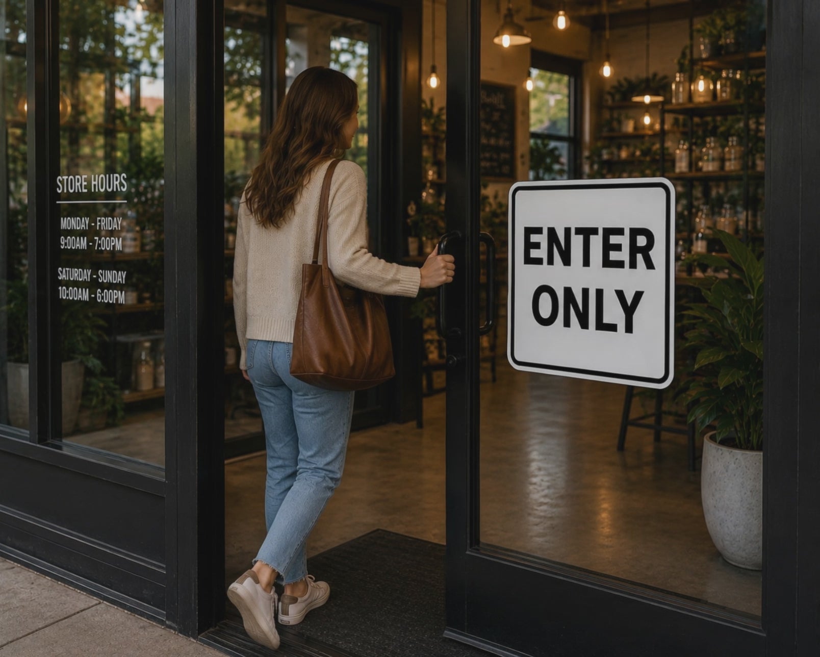 Exit Enter Signs Set | 12x12 Laminated Business Signs | Modern Office Decor | Glossy Wall Signs