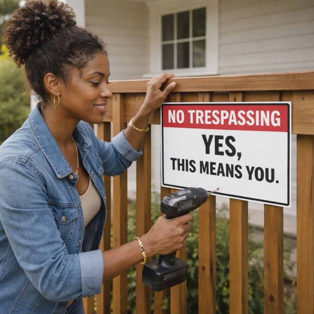 No Trespassing Sign Funny Yes This Means You 13x19 Laminated Outdoor Sign Bold Warning Door Sign Yard Security Sign Home Protection Decor