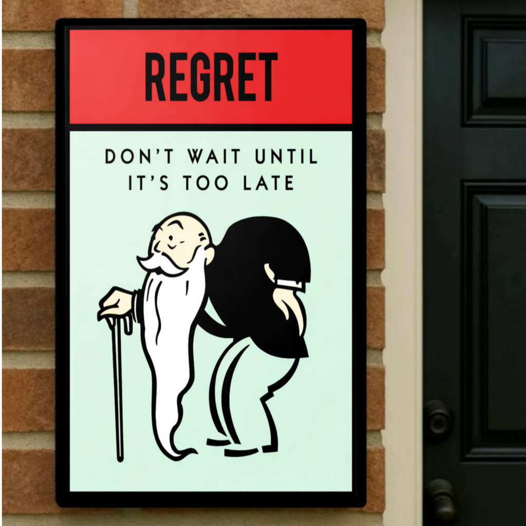 Regret Don’t Wait Until It’s Too Late Wall Art – Life Motivation 13x19in Laminated or Framed | Inspirational Success Decor