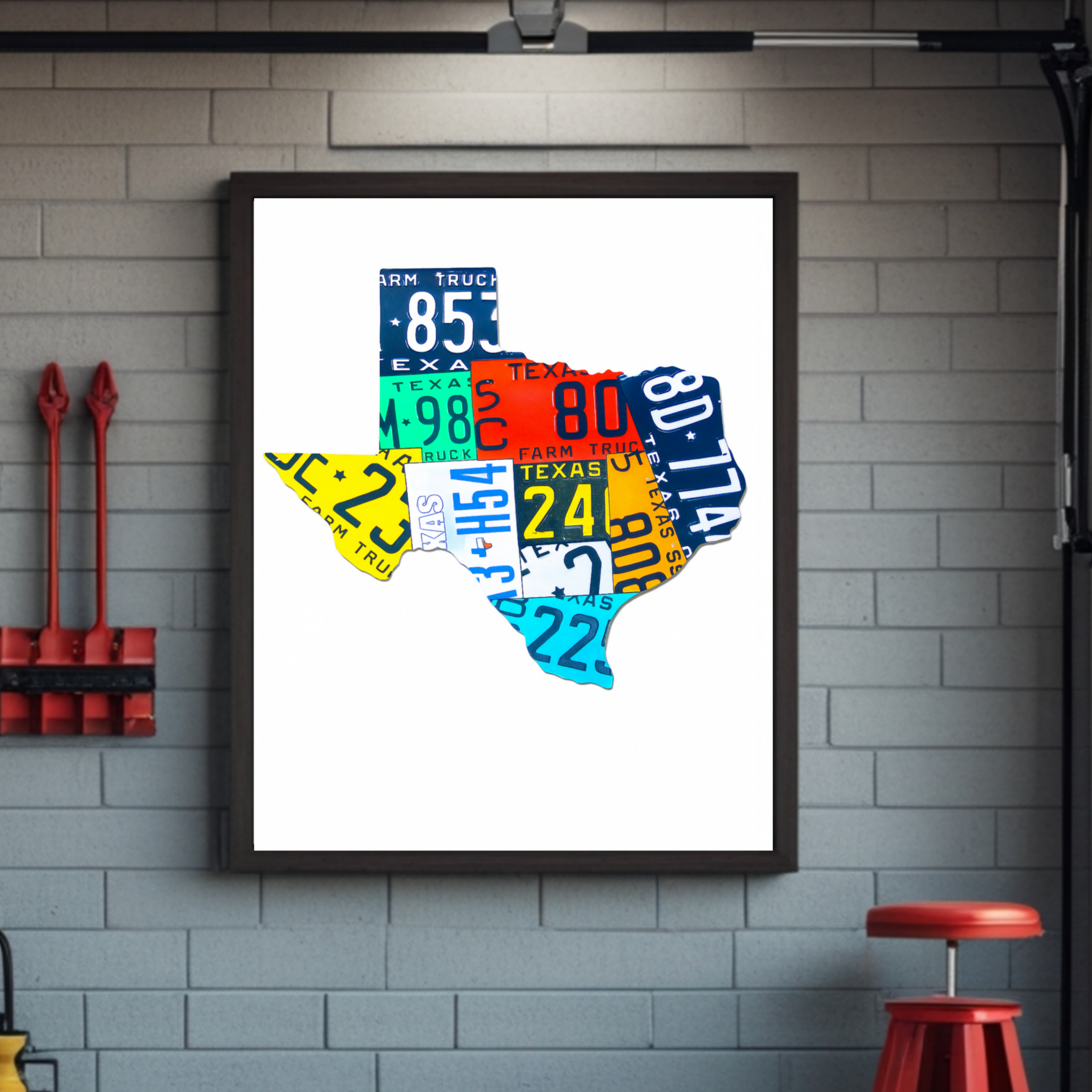 Texas License Plate Wall Art Colorful State Decor Modern Home Wall Print Laminated 13x19