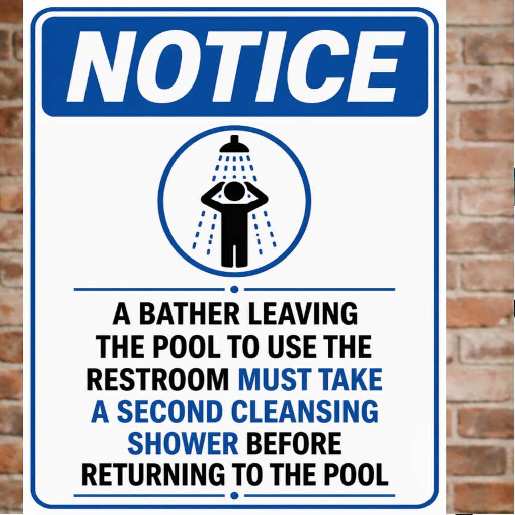 Pool Shower Notice Sign | 13x19 Laminated Swimming Pool Hygiene & Safety Wall Sign