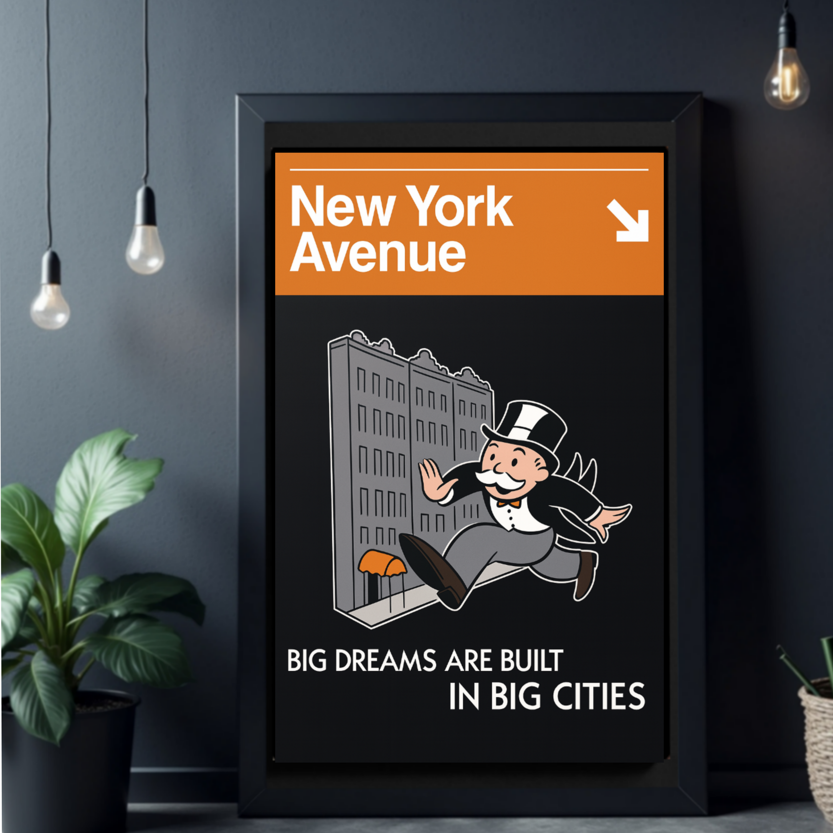 Monopoly Inspired Wall Art Set 13x19 Laminated Street Style Decor Park Place New York Avenue Modern Wall Art Set