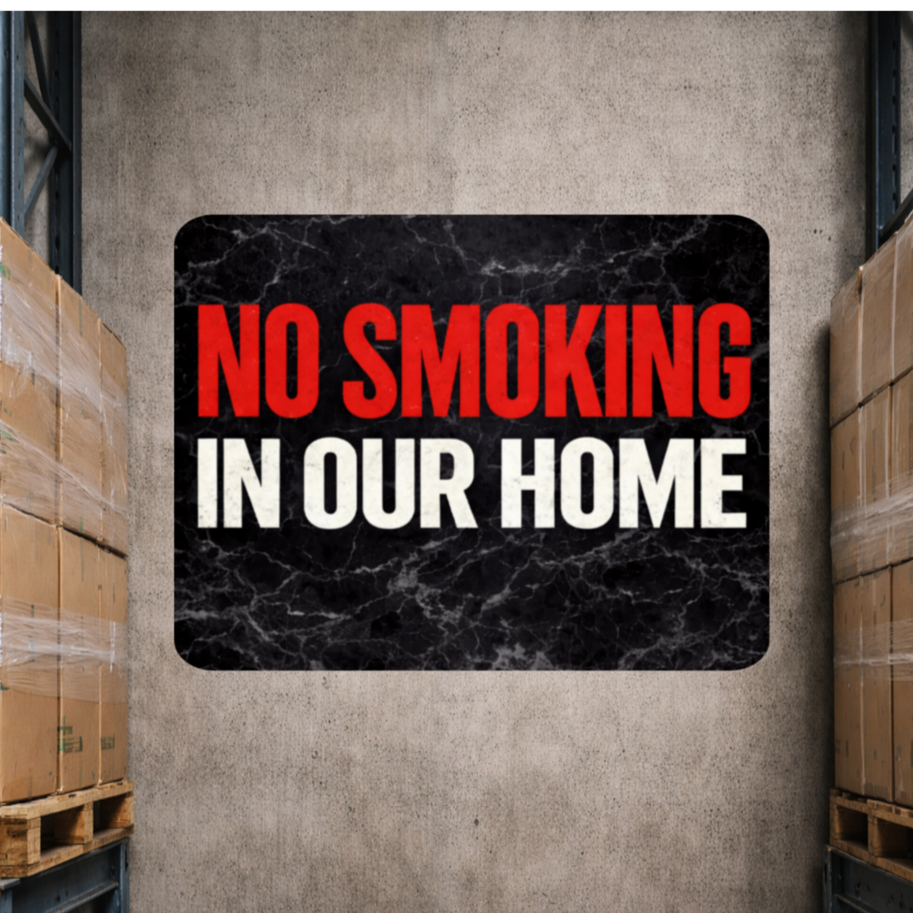 No Smoking In Our Home Sign – Family Home No Smoking Wall Decor, House Rules Sign, Laminated Door Sign 6x9in 19x13in