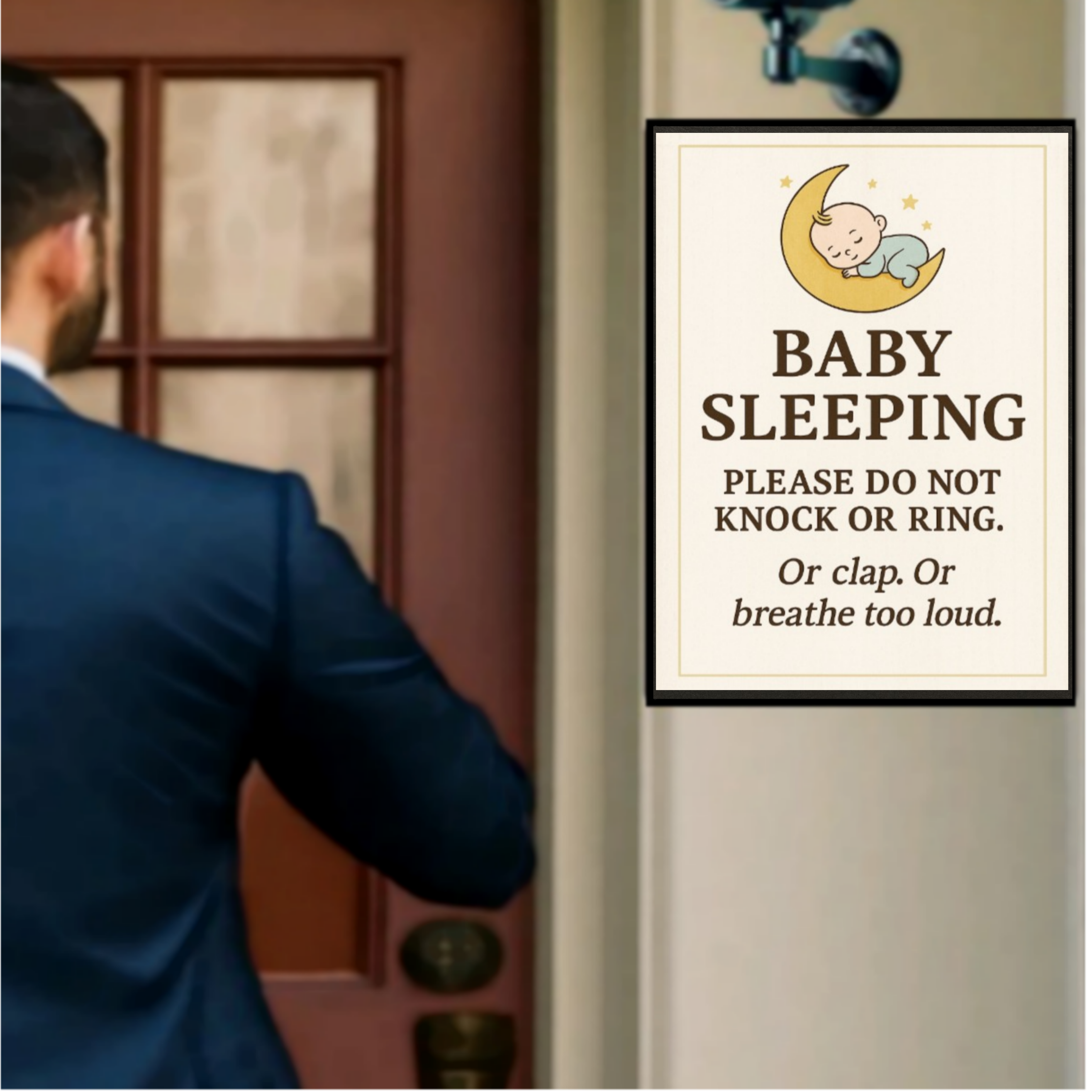 No Soliciting Door Sign – Funny Do Not Knock Sign | Home Privacy Warning Sign 13x19in