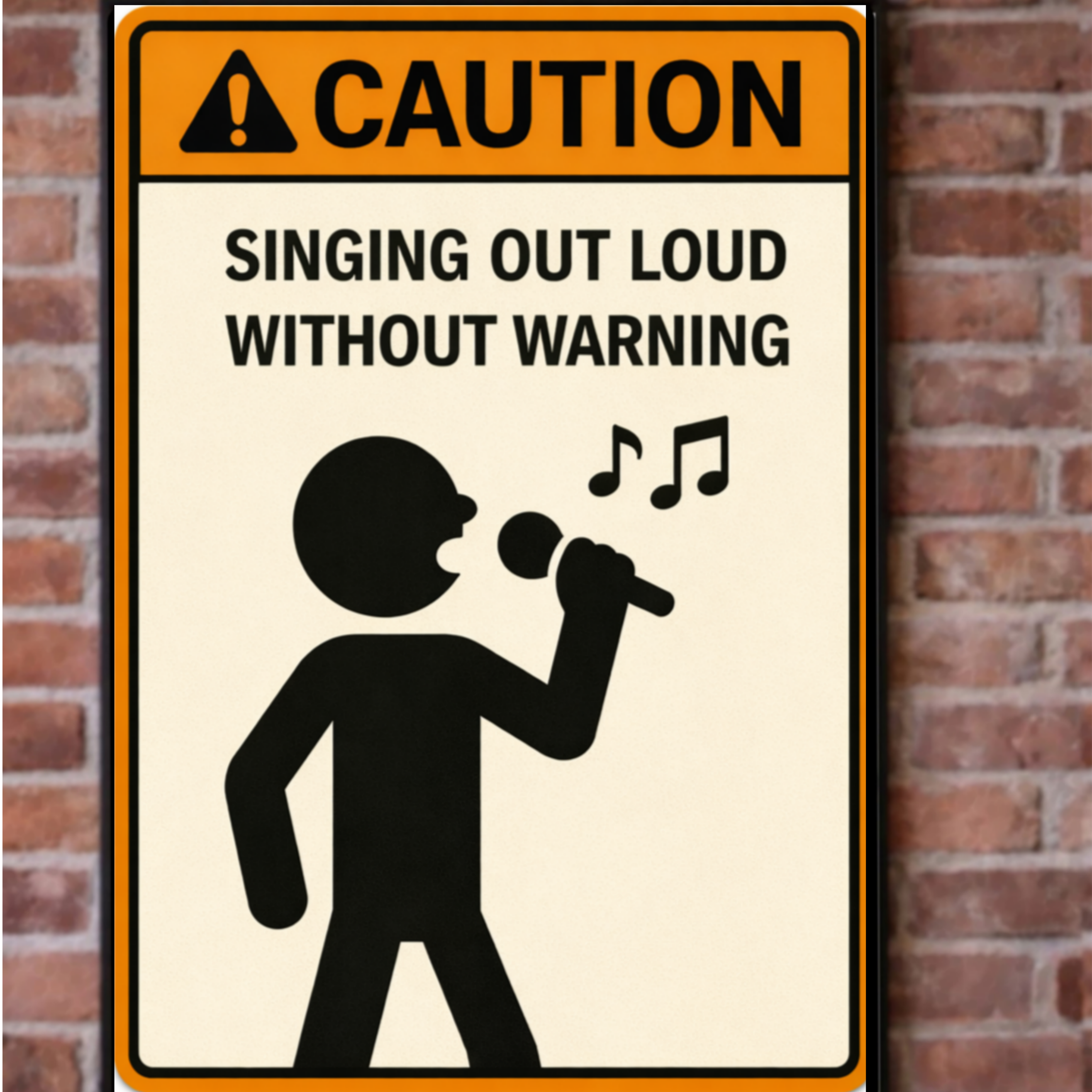 Singing Out Loud Without Warning Funny Caution Sign 13x19 Laminated Print Music Lover Humor Wall Art Funny Decor Gift