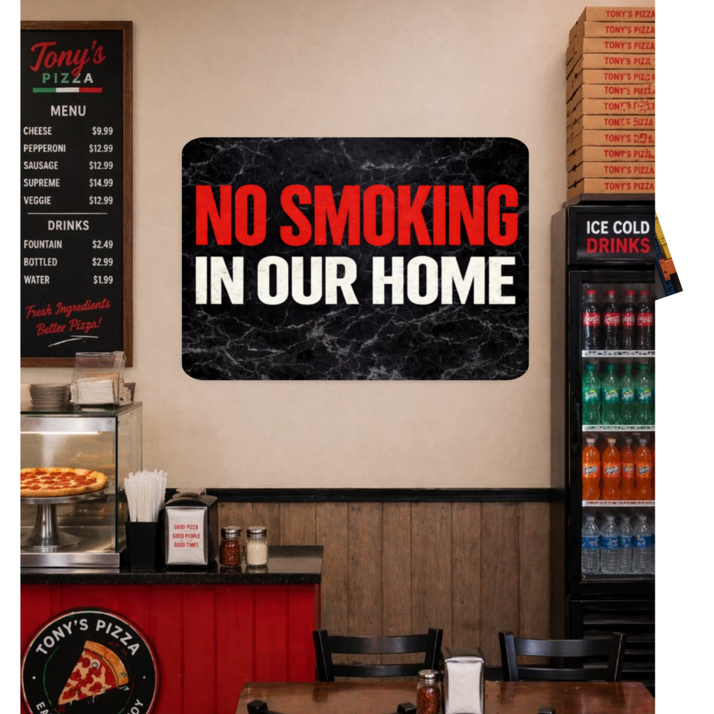 No Smoking In Our Home Sign – Family Home No Smoking Wall Decor, House Rules Sign, Laminated Door Sign 6x9in 19x13in
