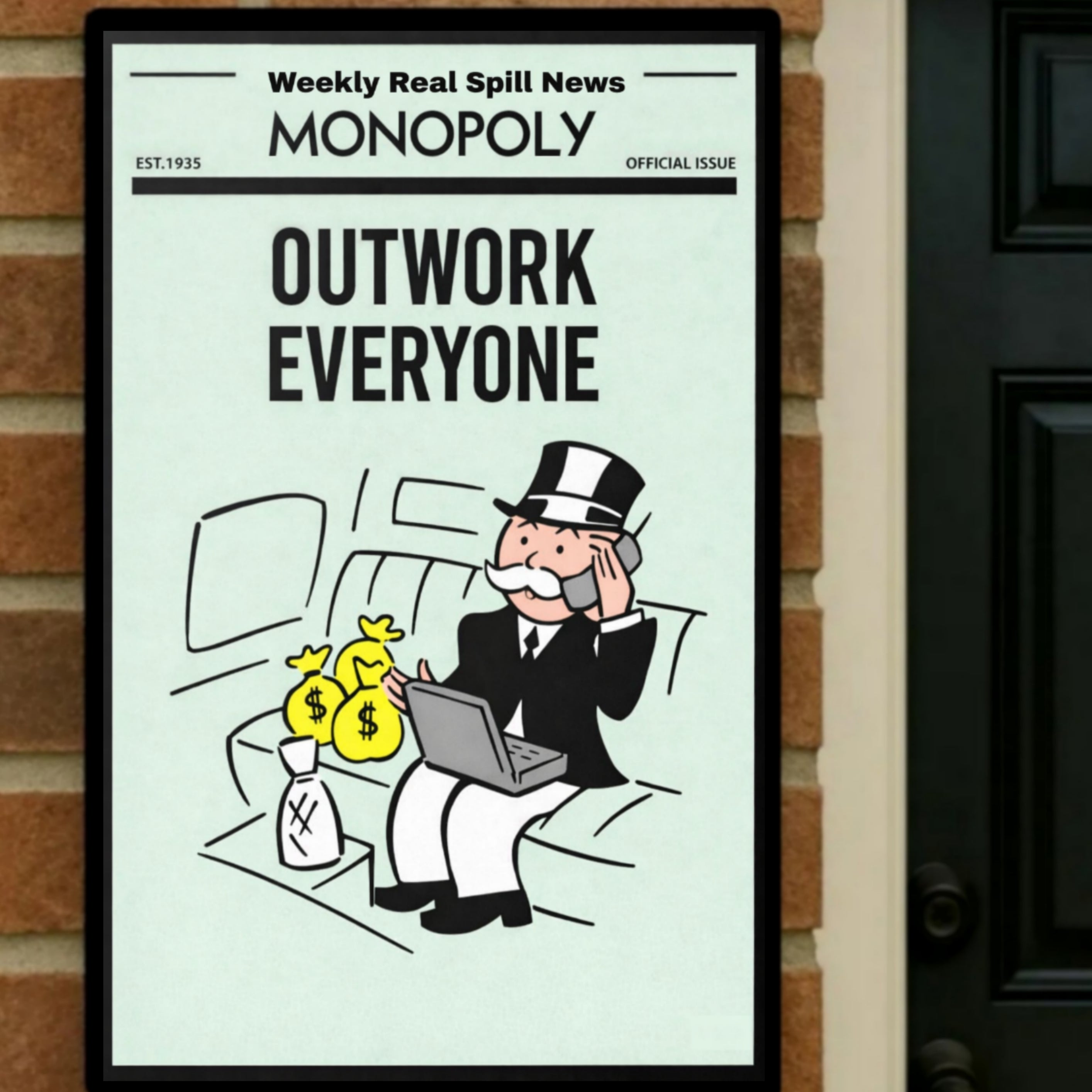Outwork Everyone Monopoly Style Motivational Poster – 13x19 Laminated Hustle Wall Art
