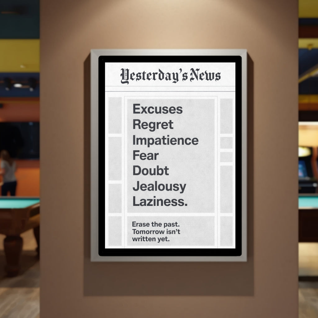 Excuses Fear Doubt Motivation Laminated Print– Yesterday’s News Inspirational Wall Art 13x19in
