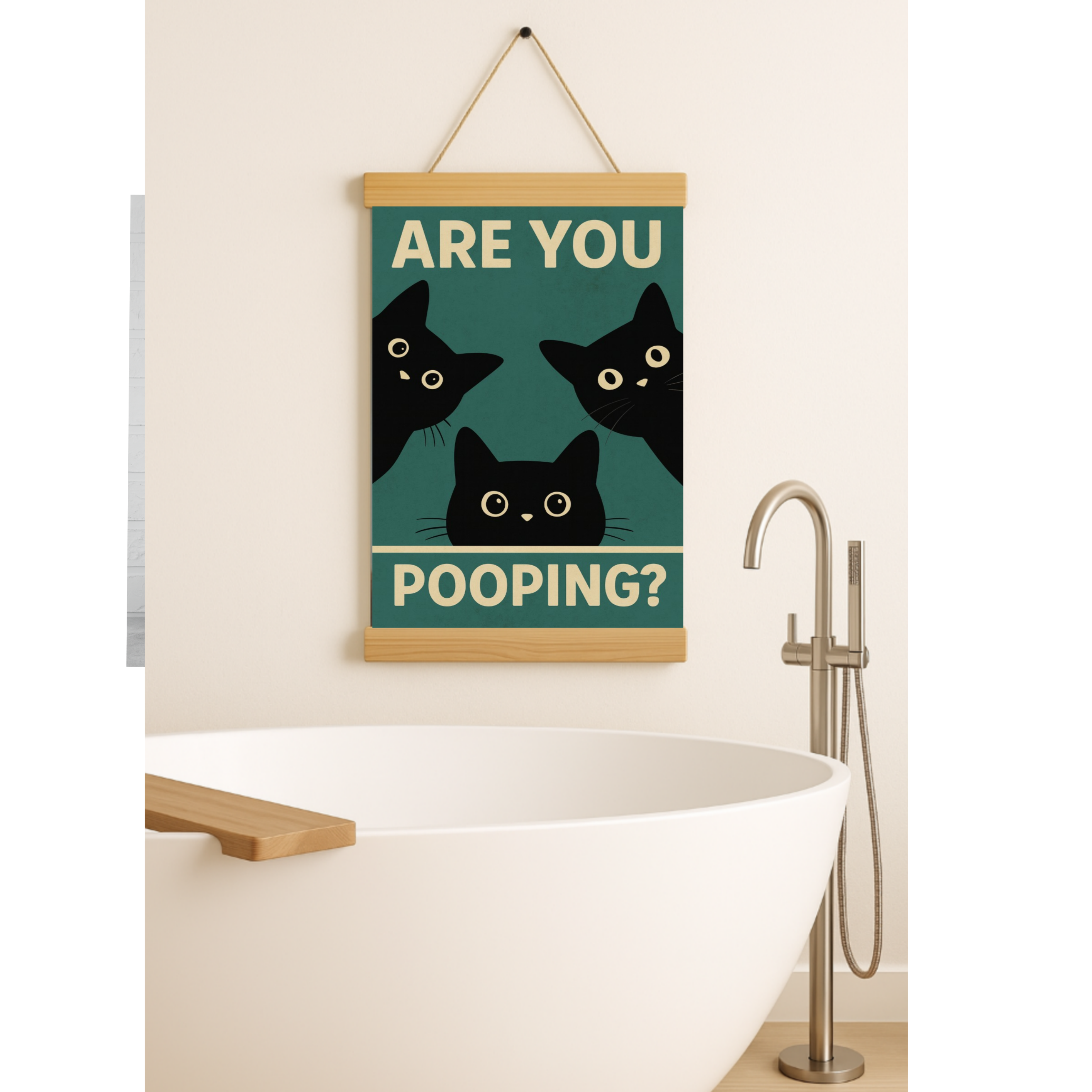 Are You Pooping? Funny Cat Bathroom Sign – Humor Wall Decor for Restroom or Guest Bathroom 13x19in