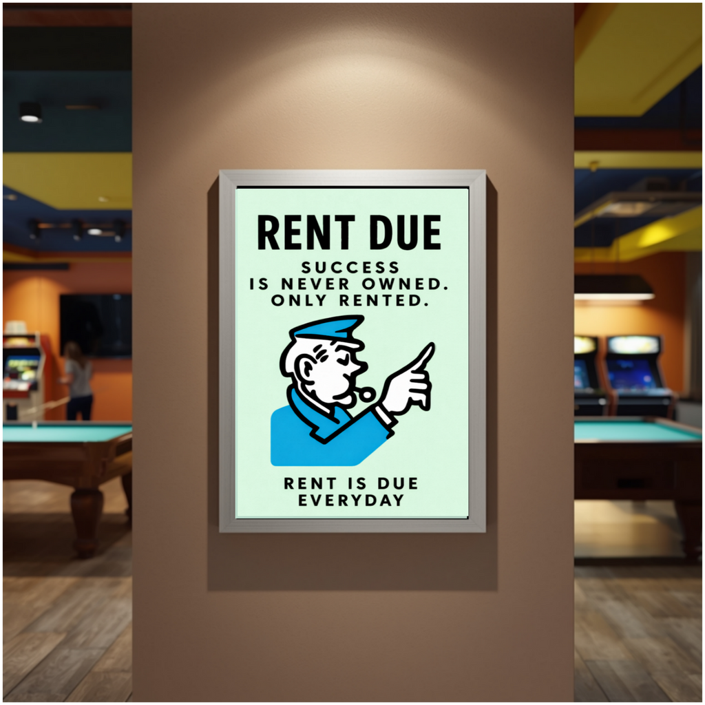Rent Is Due Every Day Motivational Poster – Hustle Mindset Entrepreneur Wall Art 13x19in Laminated or Framed Print
