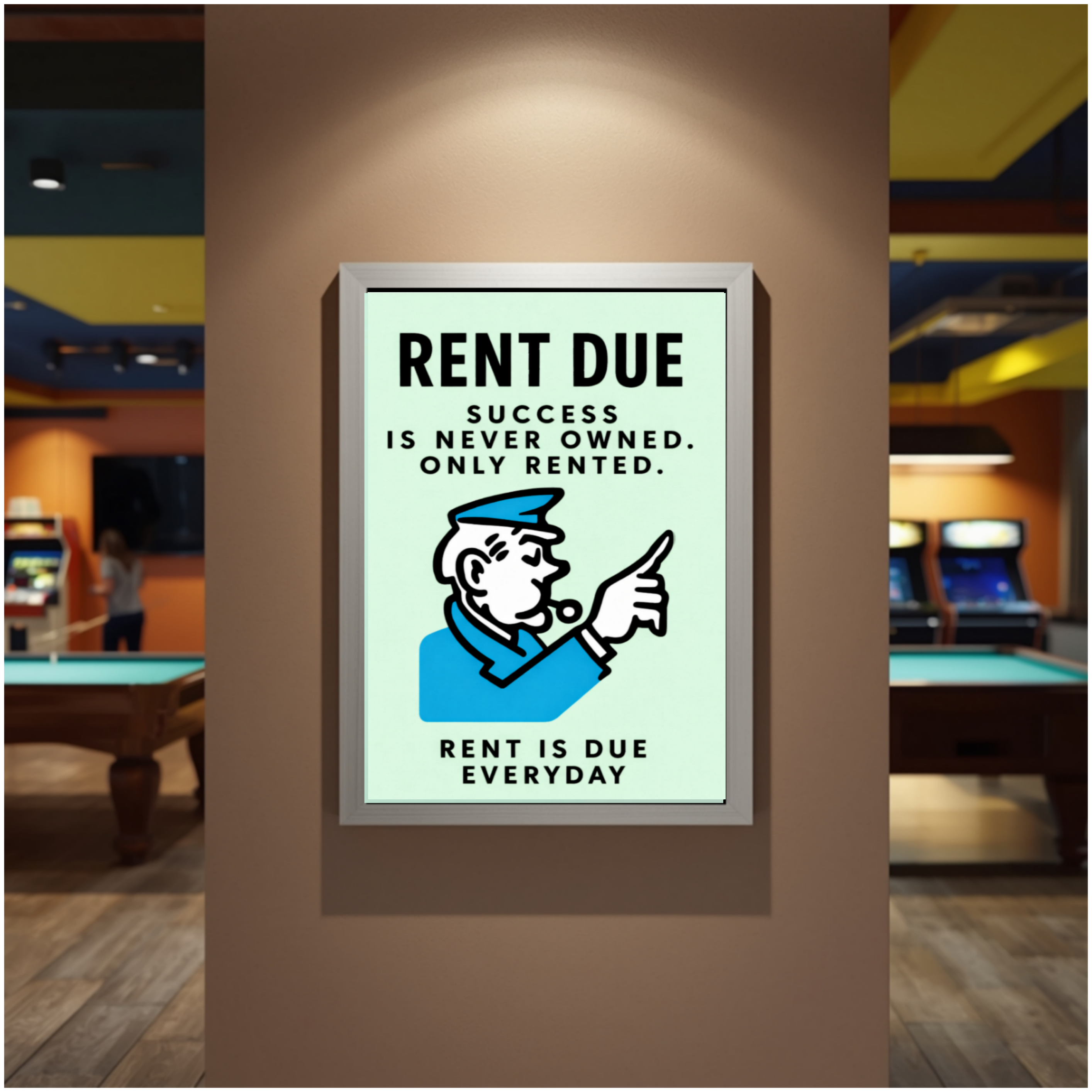 Rent Is Due Every Day Motivational Poster – Hustle Mindset Entrepreneur Wall Art 13x19in Laminated or Framed Print