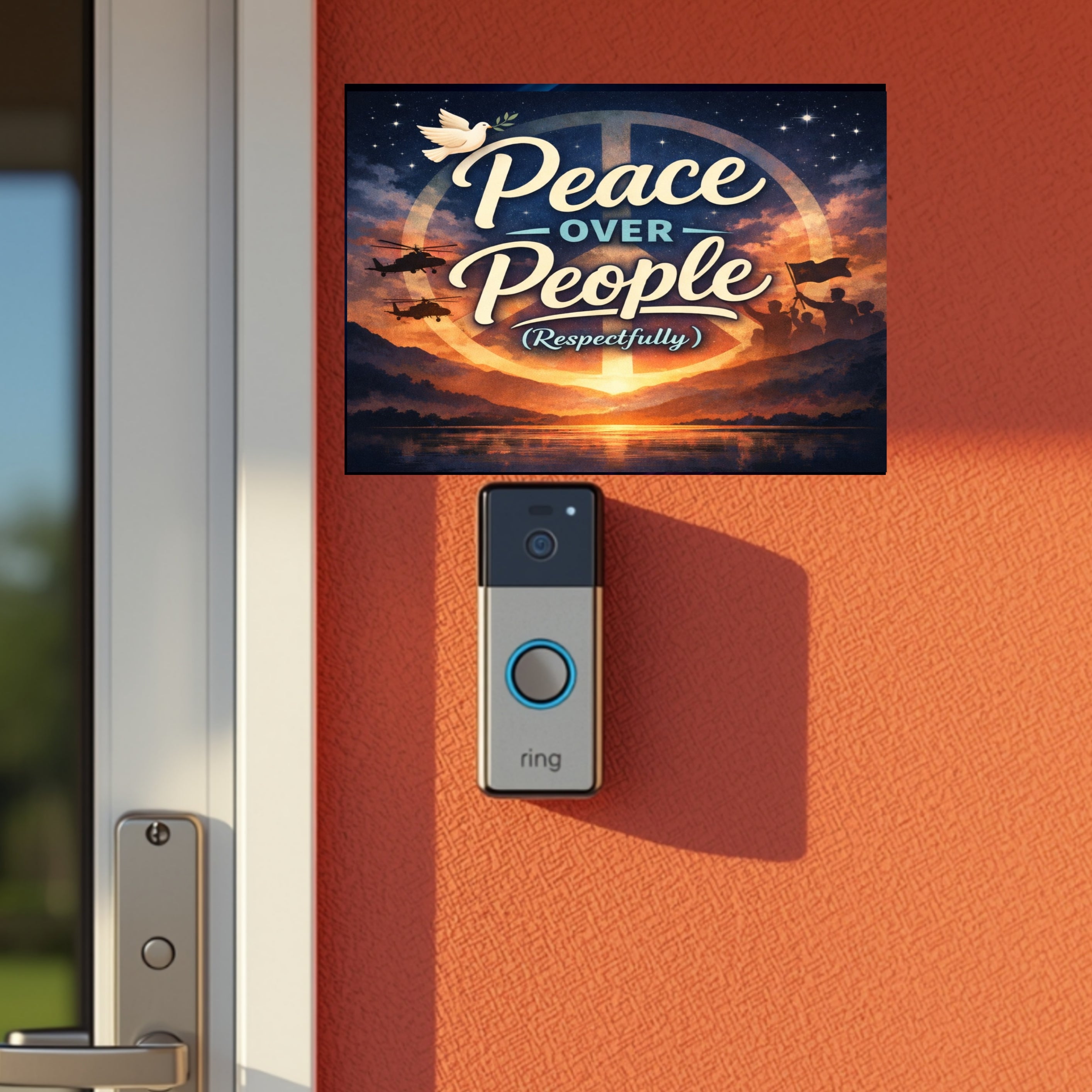 Peace Over People Wall Art (Respectfully) – Motivational Statement Decor | Aluminum Backing Sign