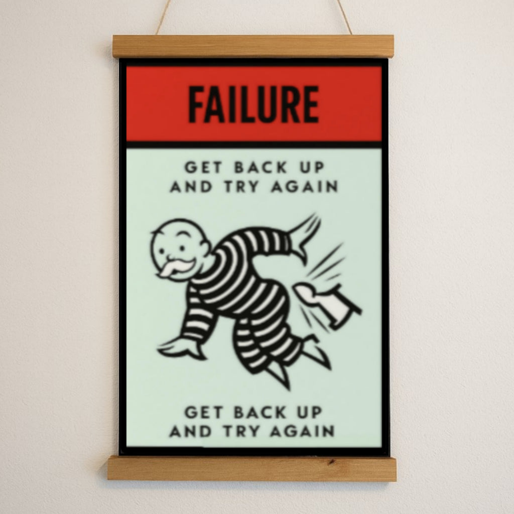 Failure Motivational Poster – Get Back Up and Try Again | Growth Mindset Wall Art 13x19in