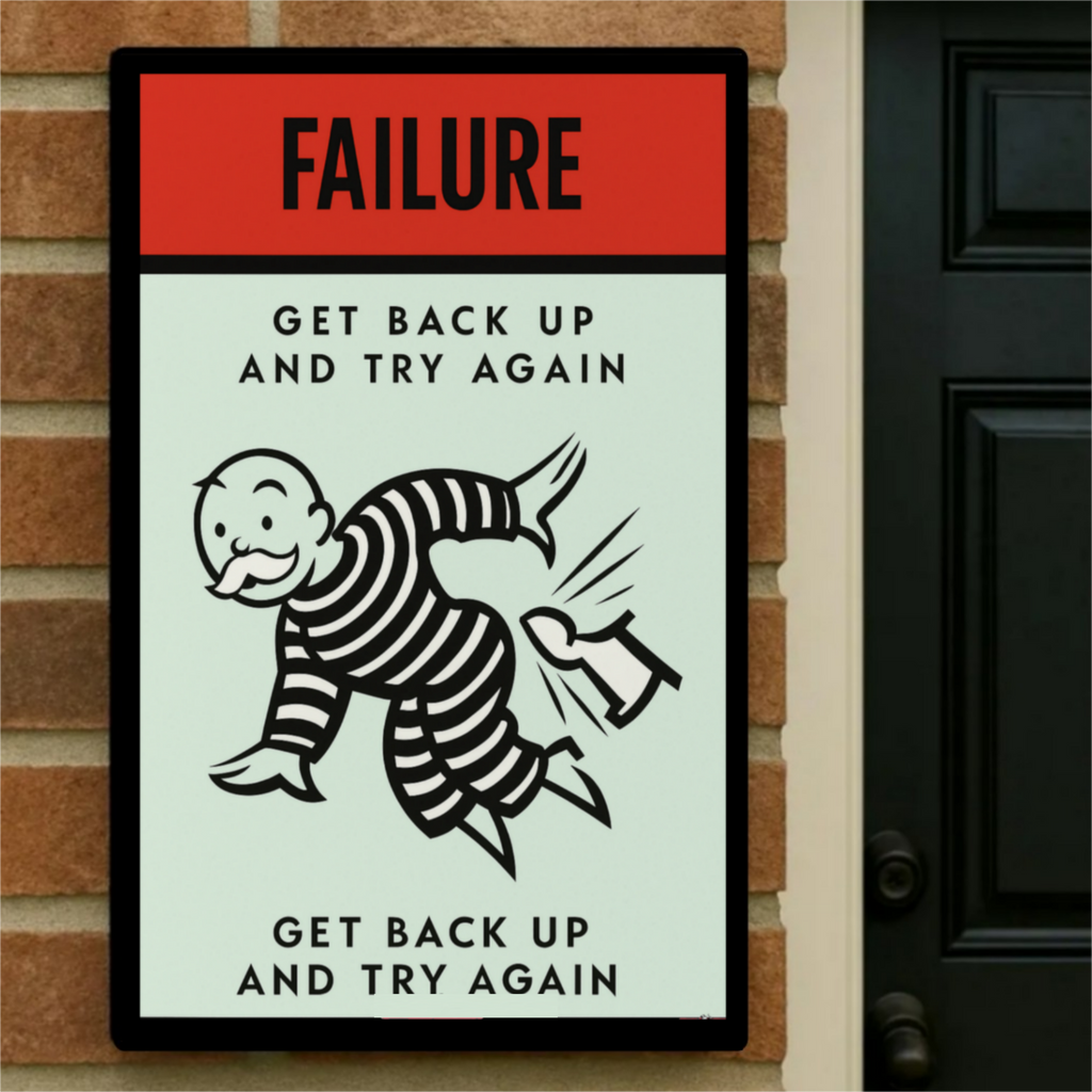 Failure Motivational Poster – Get Back Up and Try Again | Growth Mindset Wall Art 13x19in