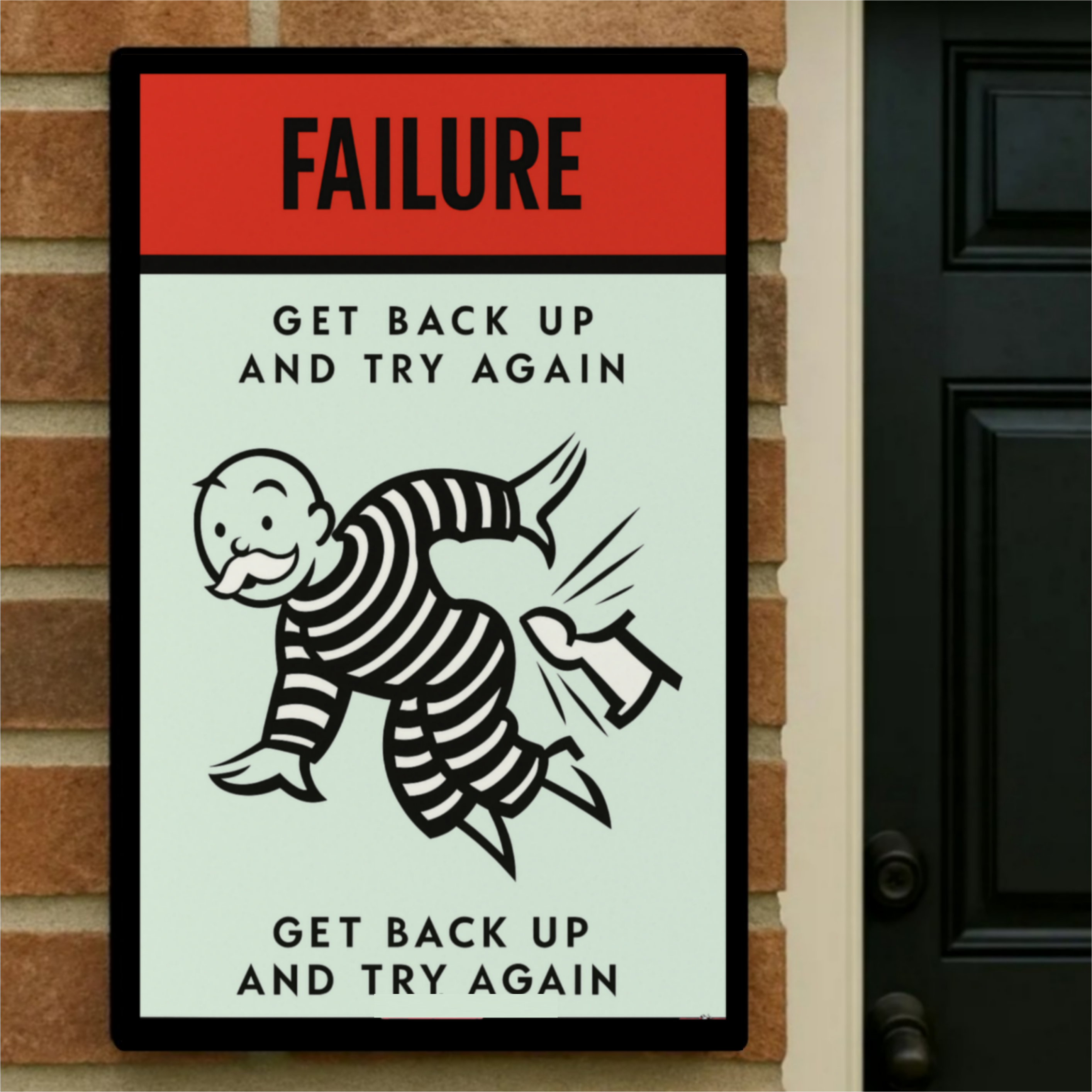 Failure Motivational Poster – Get Back Up and Try Again | Growth Mindset Wall Art 13x19in