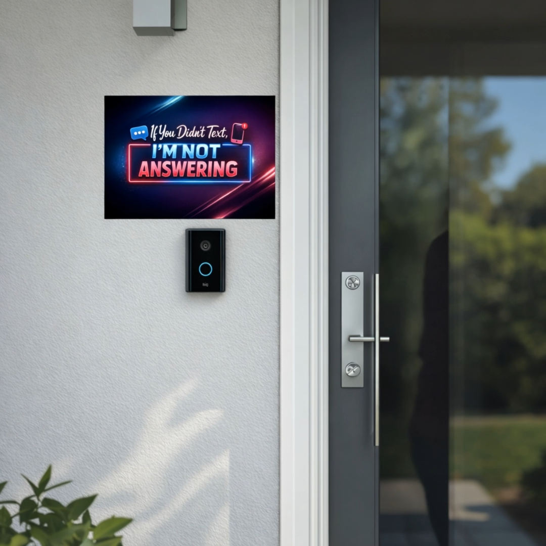 No Text, No Answer” Door Sign – Modern Funny Entryway Decor | Do Not Disturb Home Sign