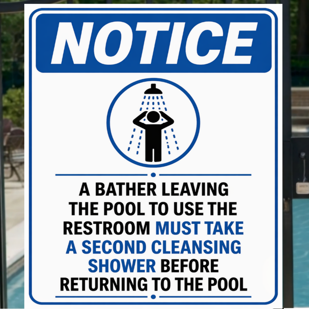 Pool Shower Notice Sign | 13x19 Laminated Swimming Pool Hygiene & Safety Wall Sign