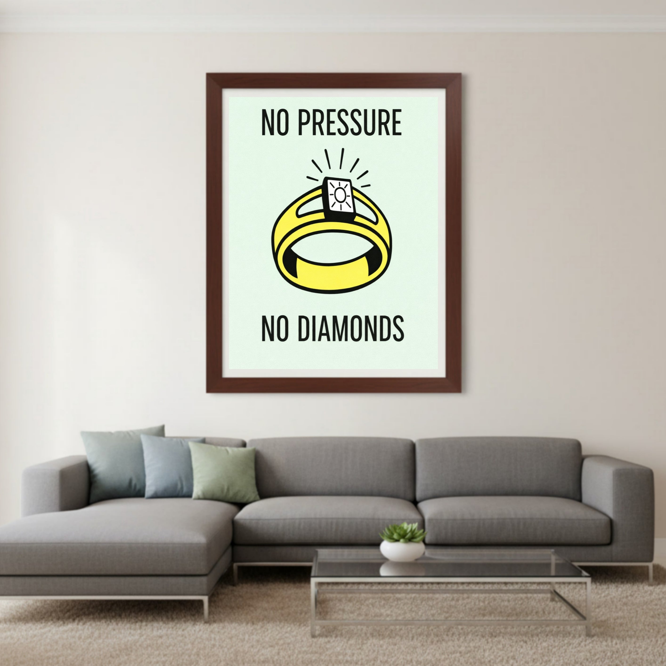 No Pressure No Diamonds Motivational Poster – Hard Work Success Wall Art 13x19in Laminated or Framed