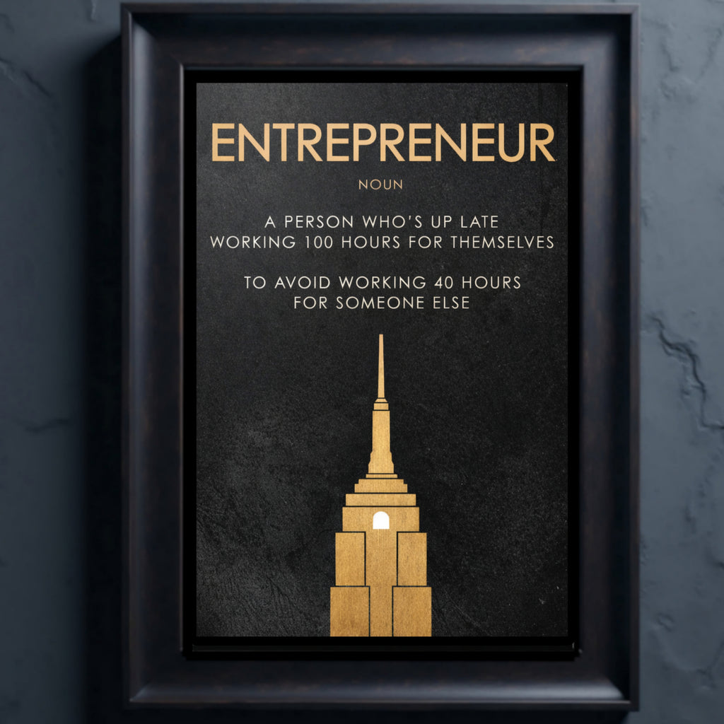 Entrepreneur Definition Wall Art – Motivational Business Laminated Print| Hustle Mindset Office Decor 13x19in