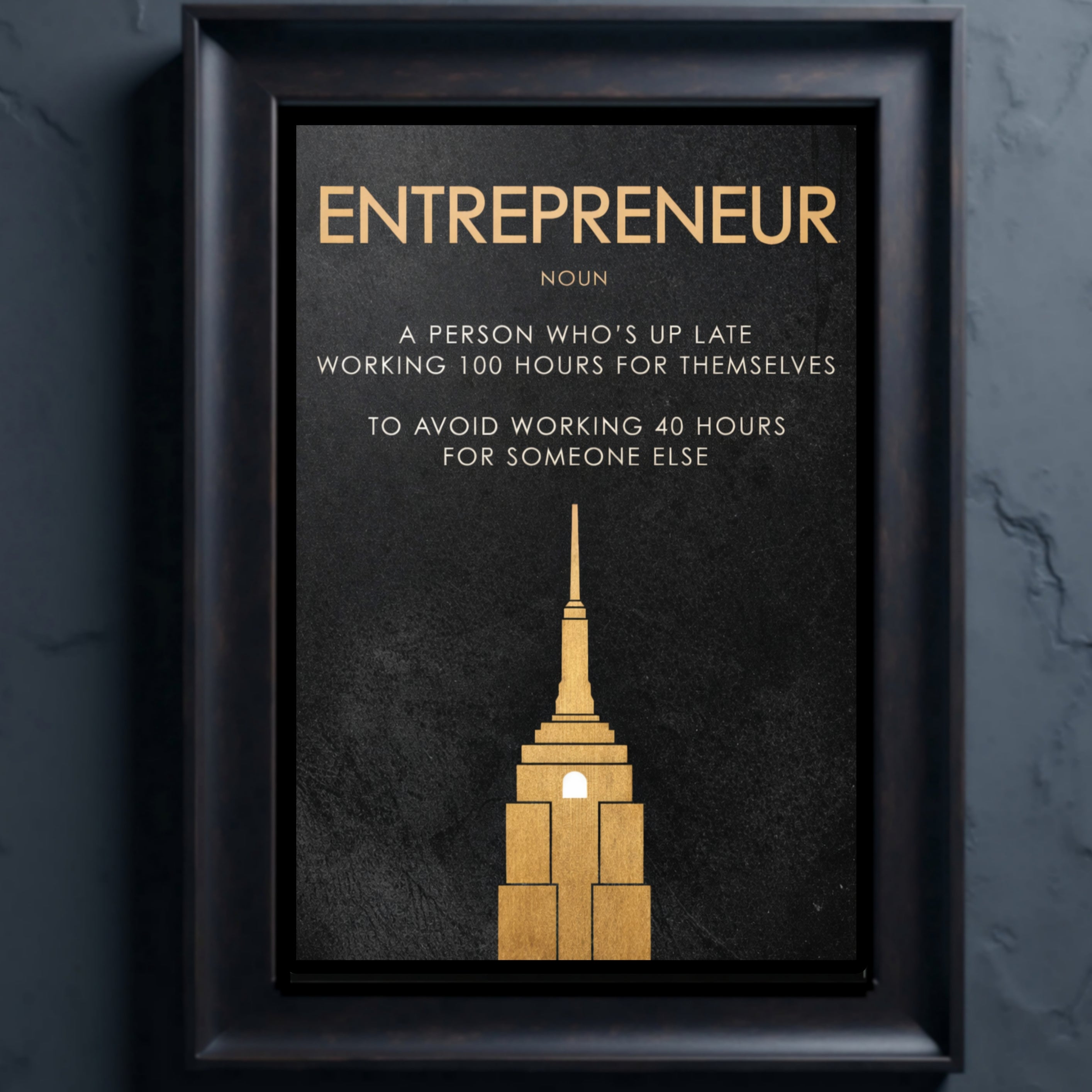 Entrepreneur Definition Wall Art – Motivational Business Laminated Print| Hustle Mindset Office Decor 13x19in