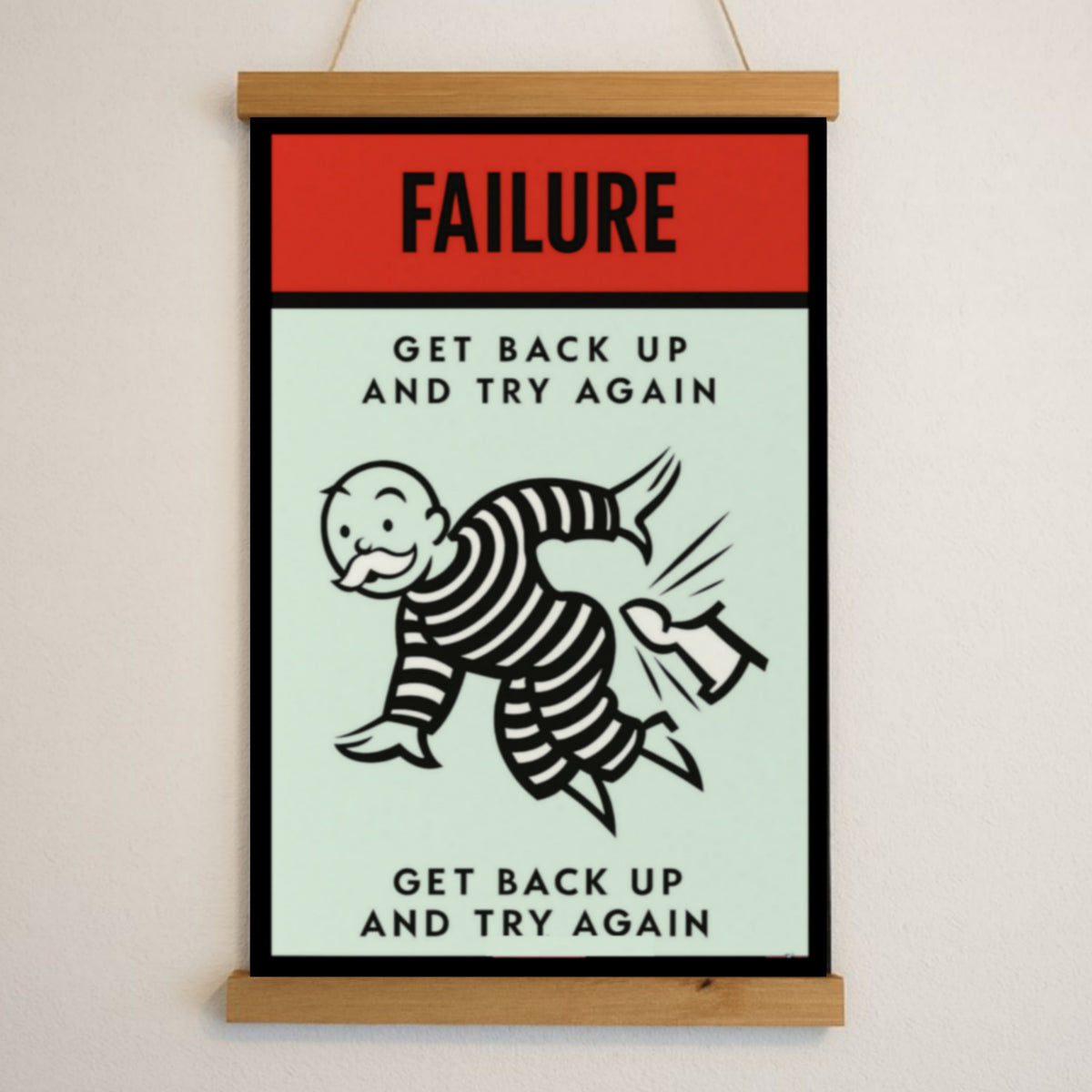 Failure Motivational Poster – Get Back Up and Try Again | Growth Mindset Wall Art 13x19in