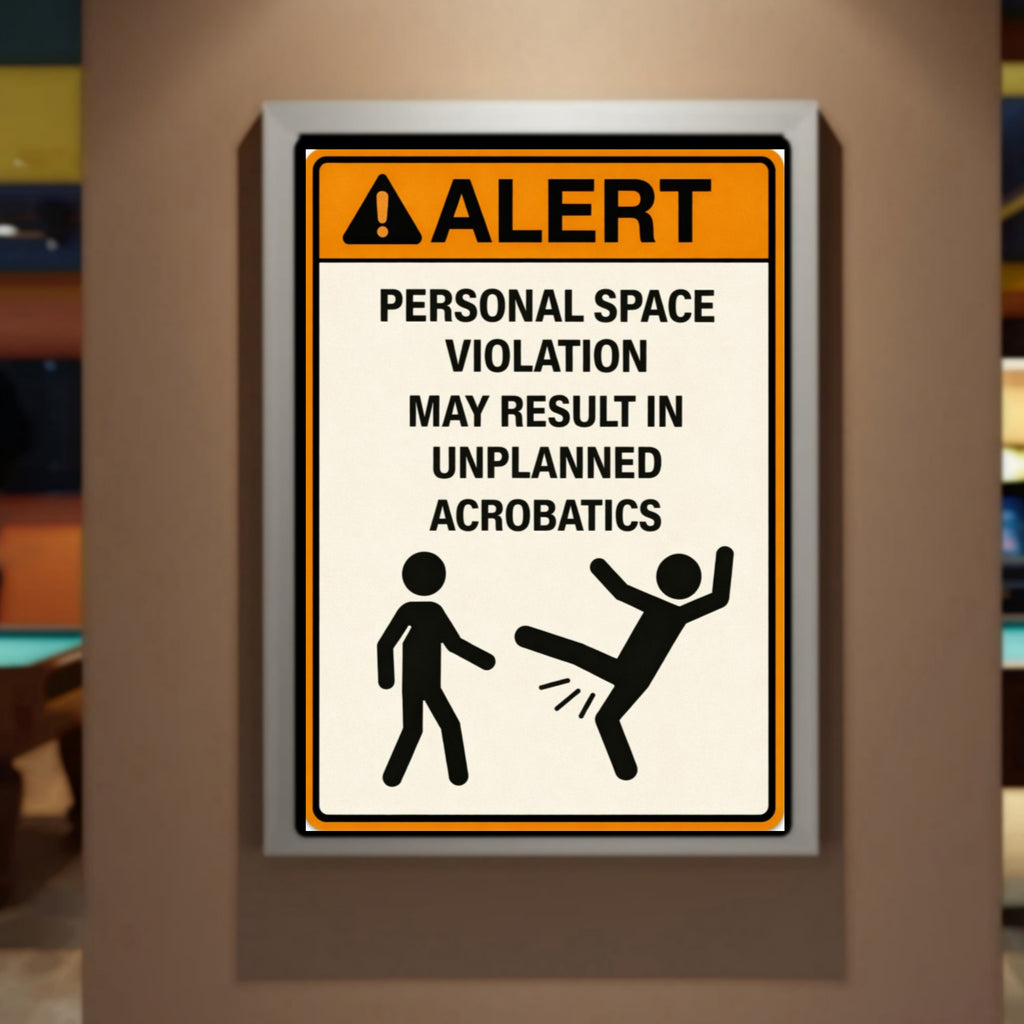Personal Space Violation Funny Alert Sign 13x19 Laminated Print Humor Wall Art Funny Warning Sign Office Decor Gift Idea