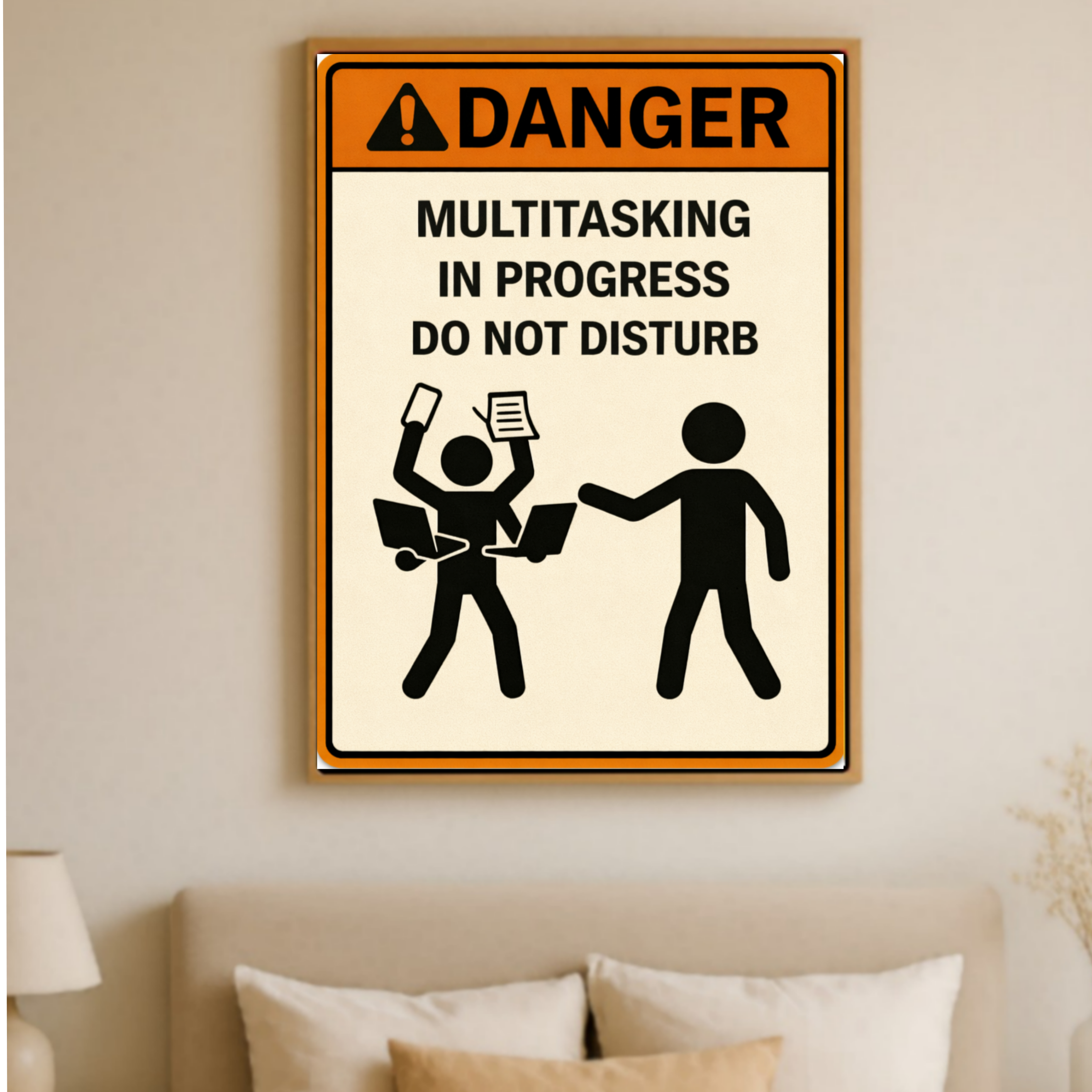 Multitasking In Progress Do Not Disturb Funny Danger Sign 13x19 Laminated Print Office Humor Busy Life Decor Funny Work Sign
