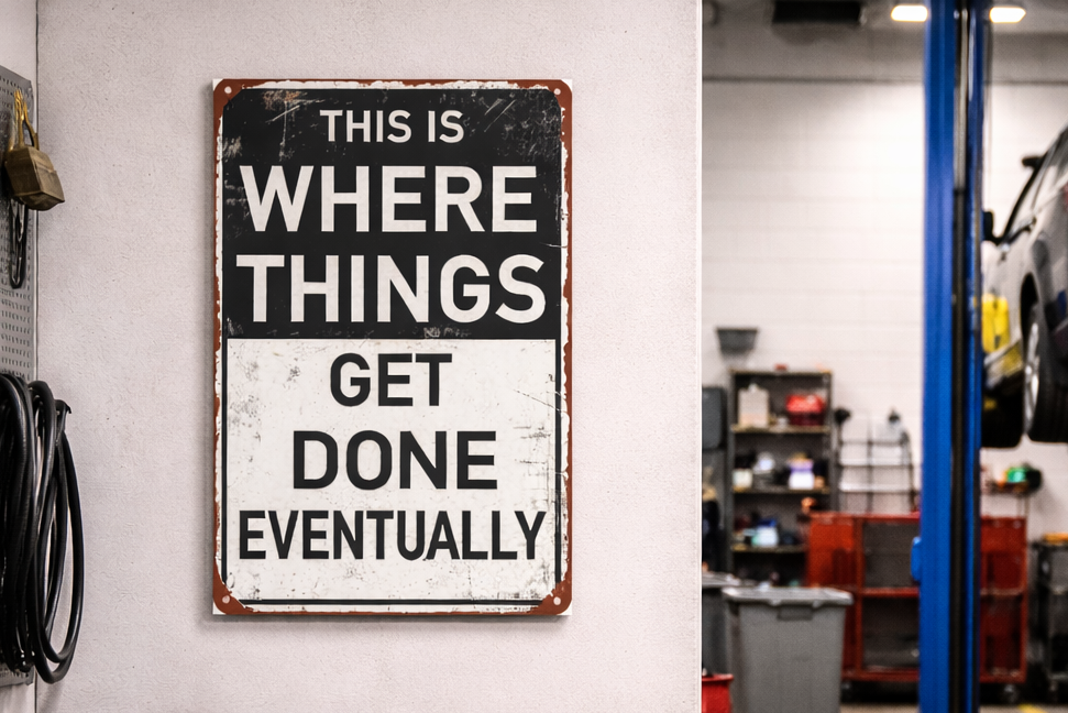This Is Where Things Get Done Sign 13x19 – Motivational Wall Art, Hustle Mindset Sign, Office Garage Decor, Laminated Sign