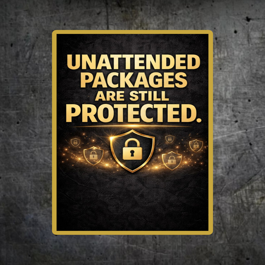 Unattended Packages Protected Sign 13x19 Laminated Porch Security Sign Outdoor Package Protection Warning Sign