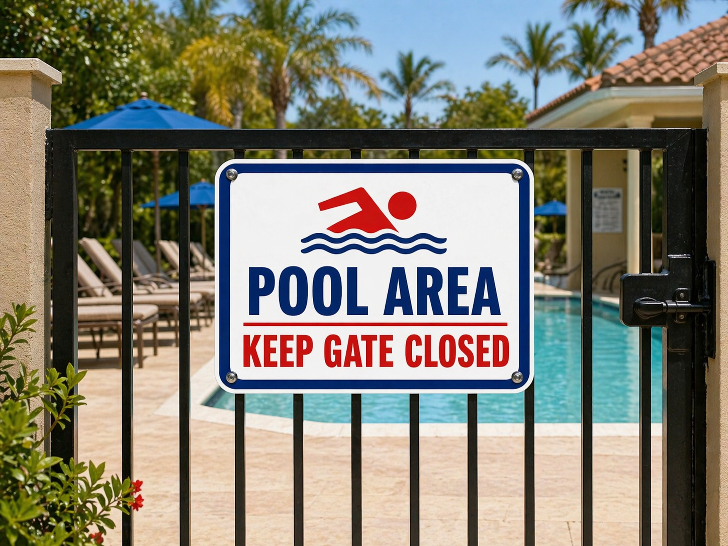 Pool Area Keep Gate Closed Sign 13x19 Laminated Pool Safety Decor Backyard Pool Warning Sign