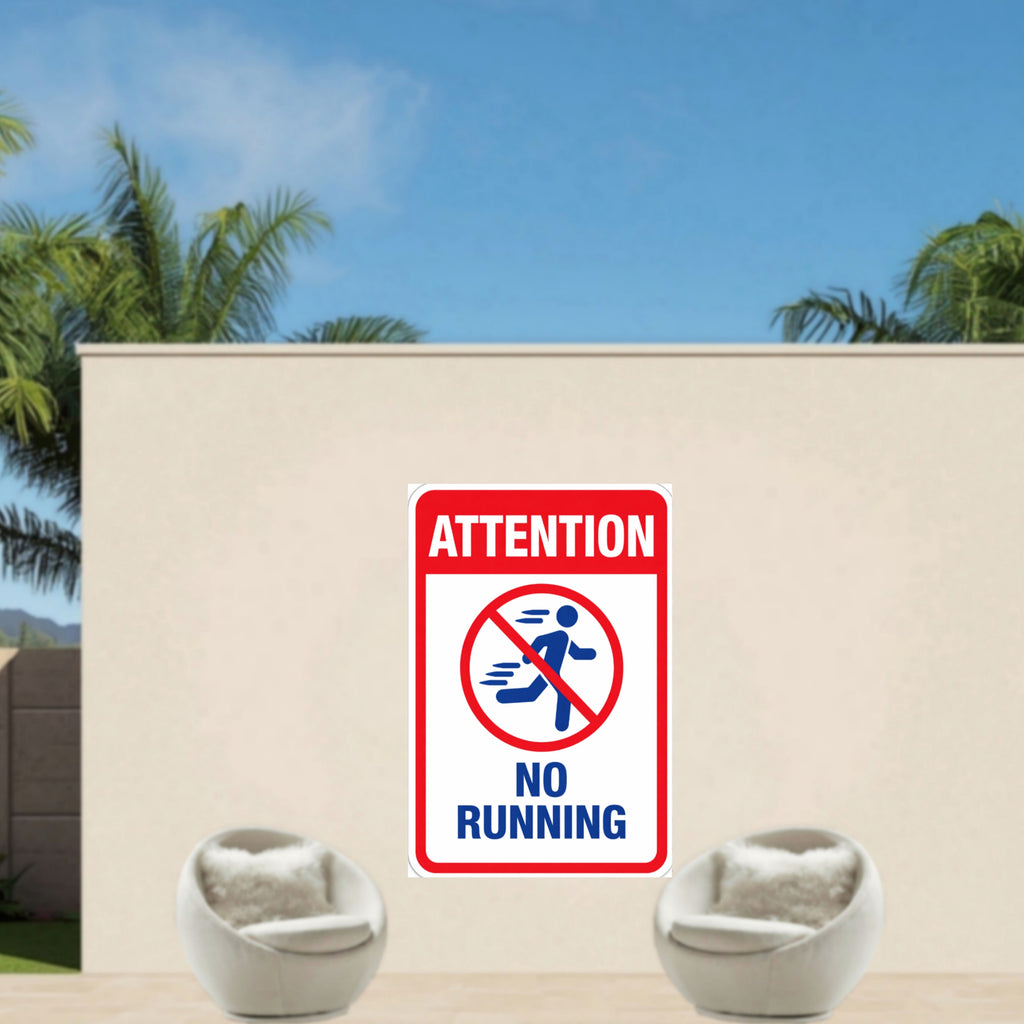 No Running Pool Sign Safety Warning Sign 13x19 Laminated Pool Area Sign Outdoor Pool Safety Decor