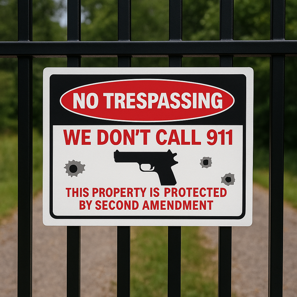 No Trespassing Sign – Property Protected by Second Amendment | 19x13 Security Warning Sign