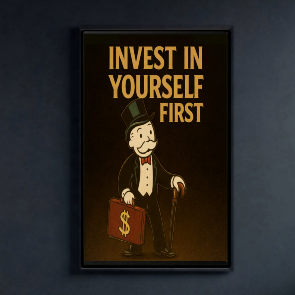 Invest In Yourself First Wall Sign – Entrepreneur Motivation Decor | Money Mindset Office Wall Art 13x19in