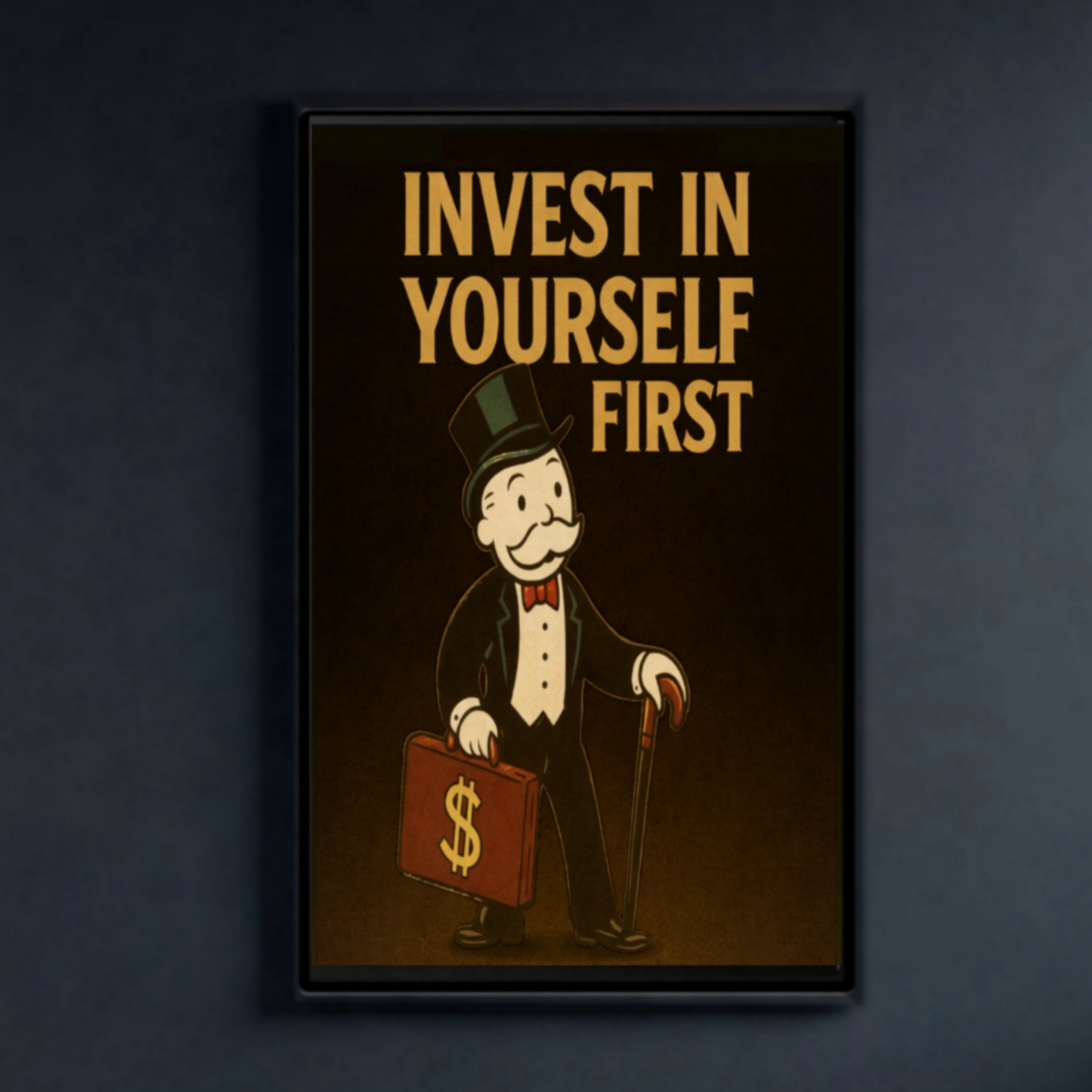 Invest In Yourself First Wall Sign – Entrepreneur Motivation Decor | Money Mindset Office Wall Art 13x19in