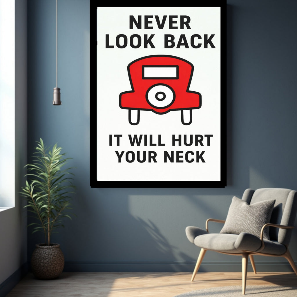 Never Look Back Motivational Monopoly Print – Success Mindset Wall Art 13x19in Laminated or Framed