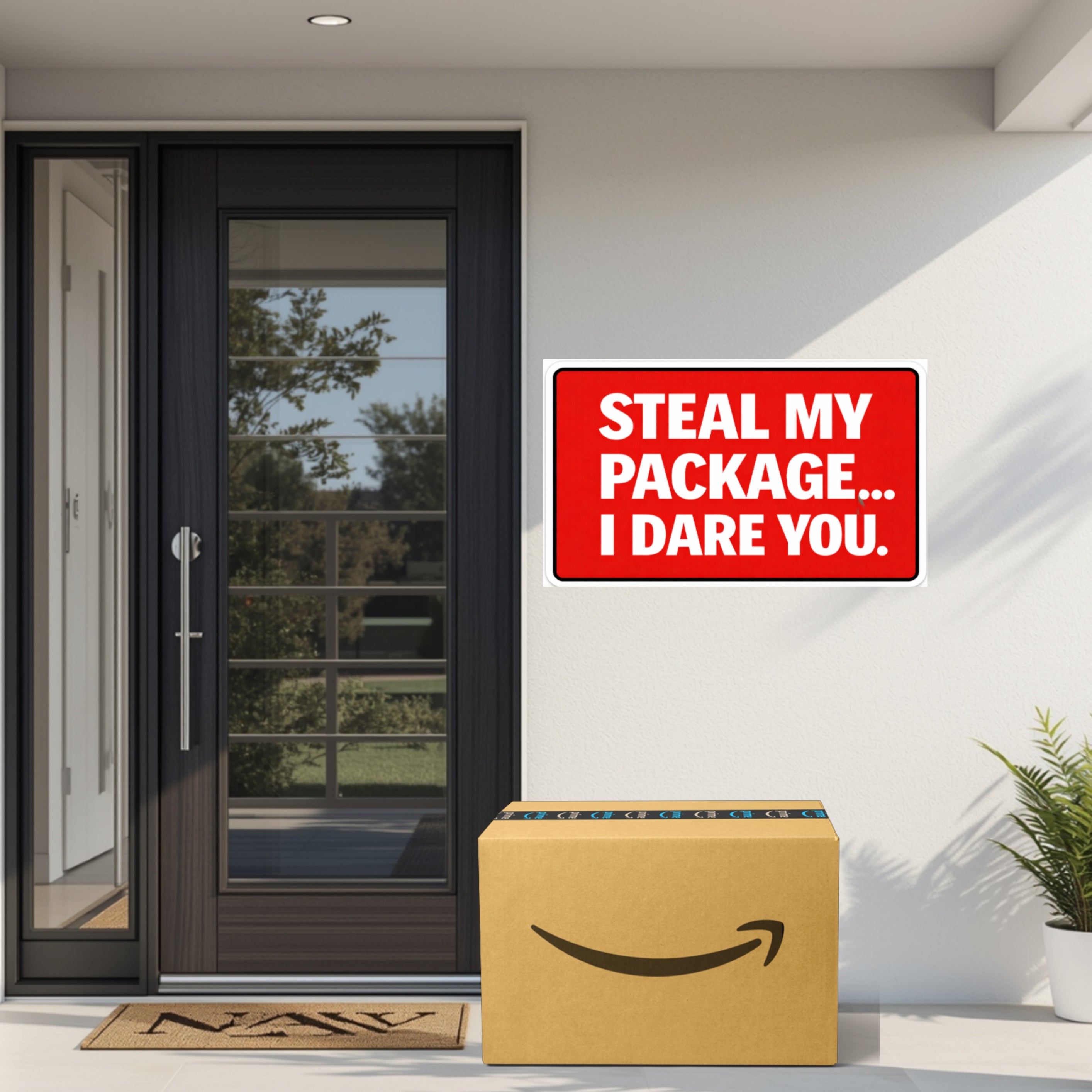 Steal My Package I Dare You Sign Funny Porch Pirate Warning Sign Red Security Sign Outdoor Decor 6x9in 12x12in Laminated Weather Resistant