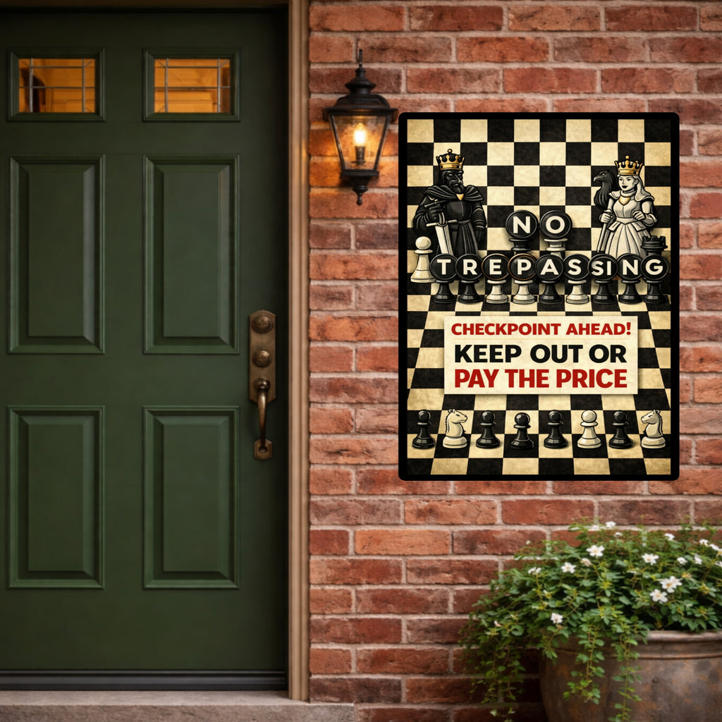 No Trespassing Chess Sign Keep Out Or Pay The Price 13x19 Laminated Warning Sign Unique Strategy Design Home Security Decor