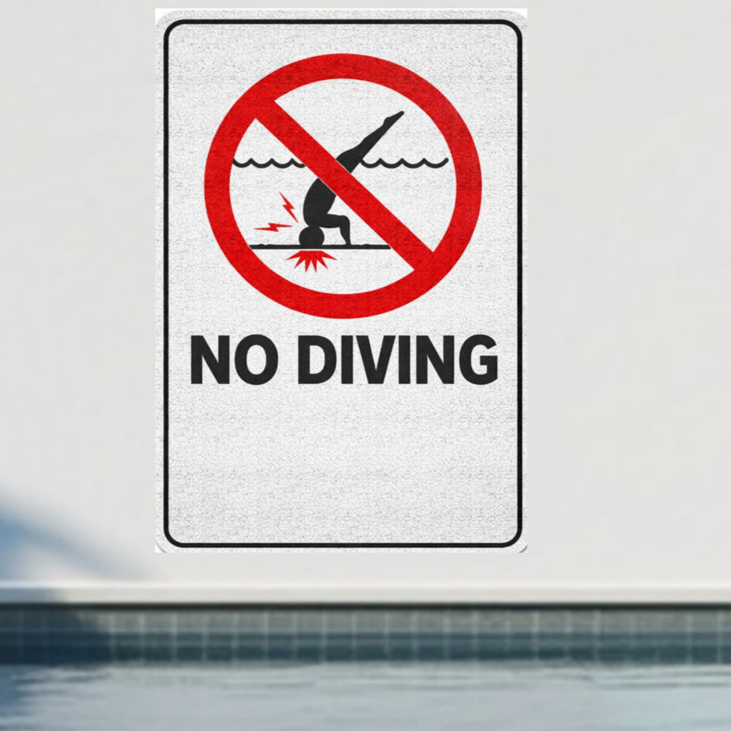 No Diving Pool Sign Safety Warning Poster 13x19 Laminated Pool Area Sign Outdoor Pool Rules Decor