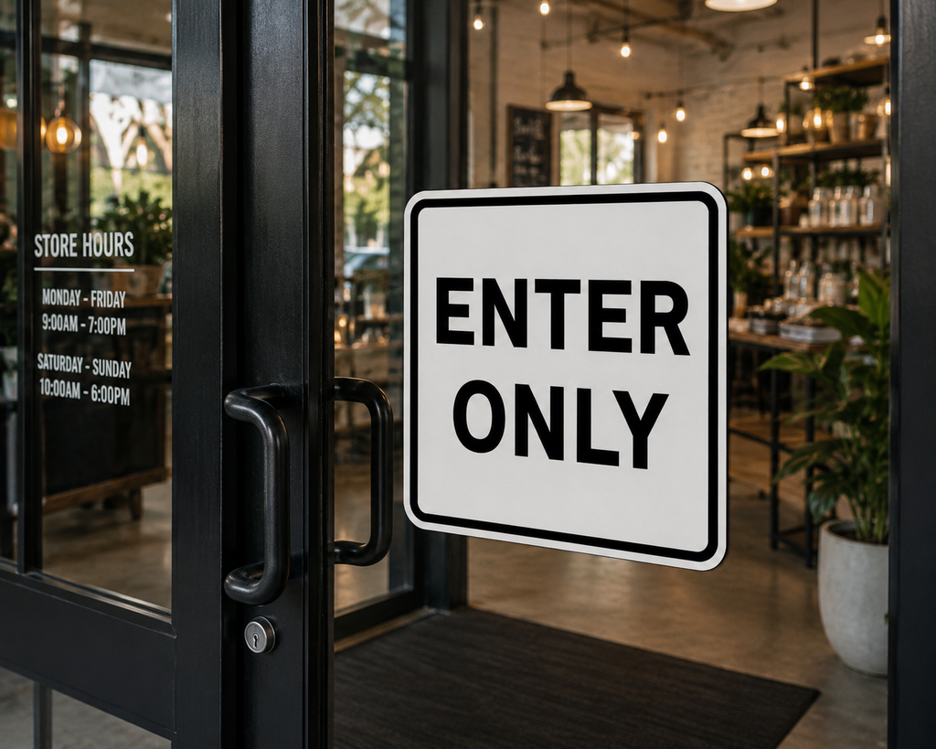 Exit Enter Signs Set | 12x12 Laminated Business Signs | Modern Office Decor | Glossy Wall Signs