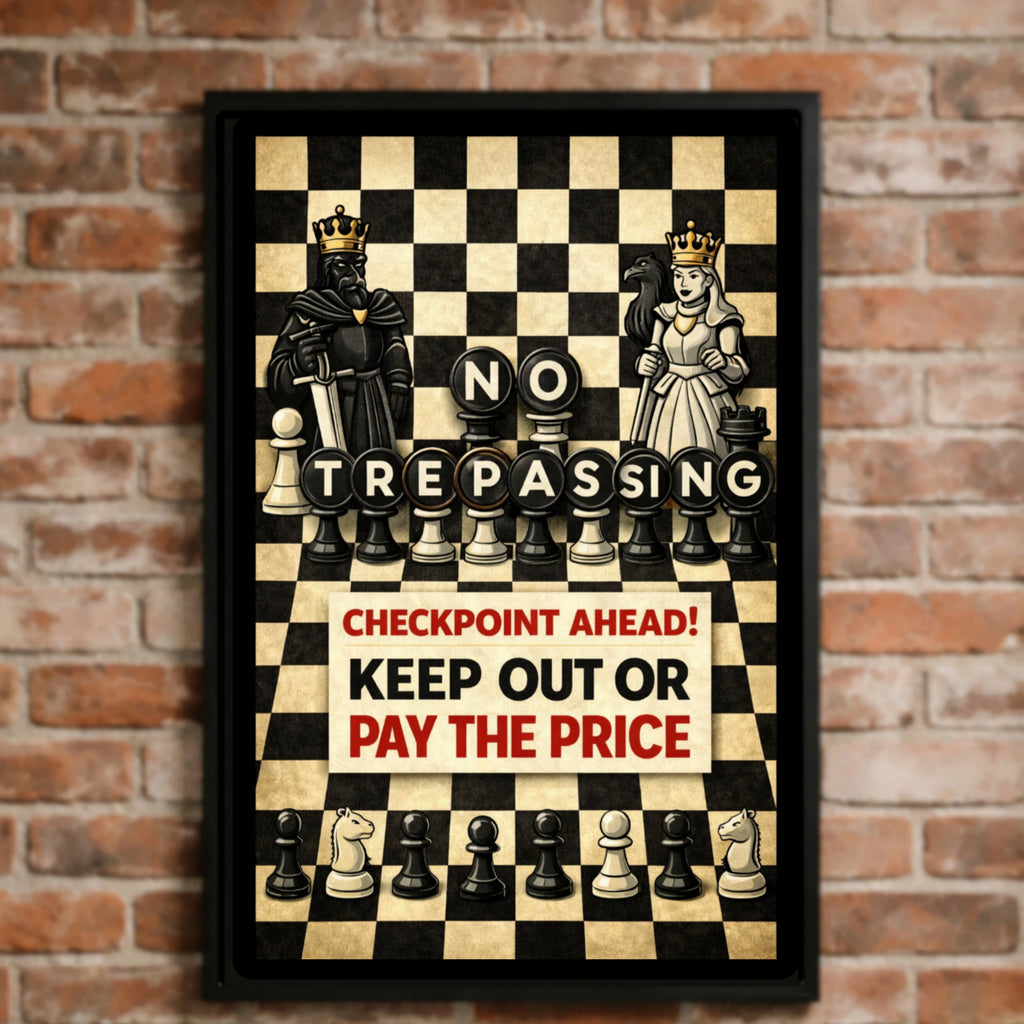 No Trespassing Chess Sign Keep Out Or Pay The Price 13x19 Laminated Warning Sign Unique Strategy Design Home Security Decor
