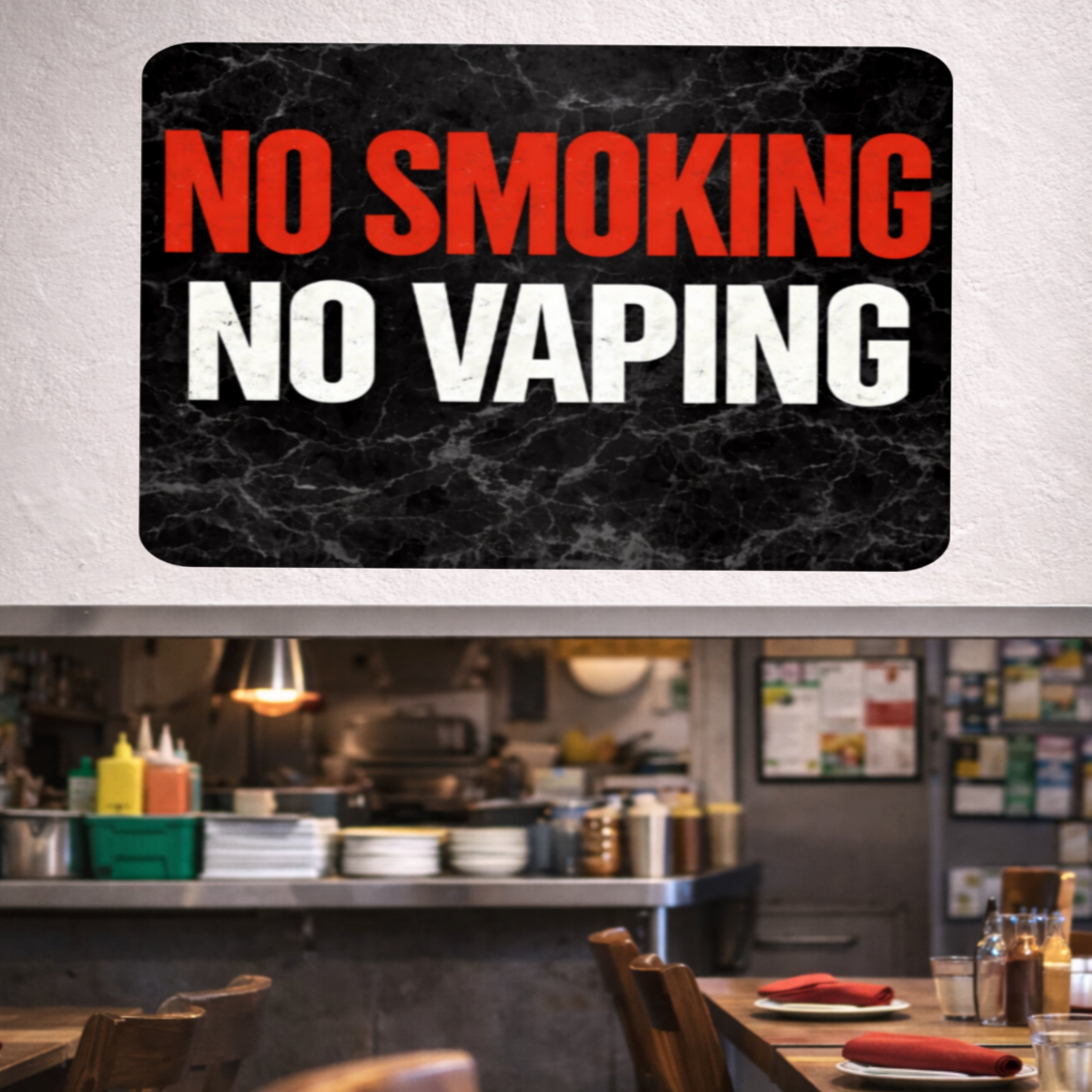 No Smoking No Vaping Sign – Modern Home No Smoking Sign, No Vape Allowed Wall Decor, Laminated Door Sign 6x9in 19x13in