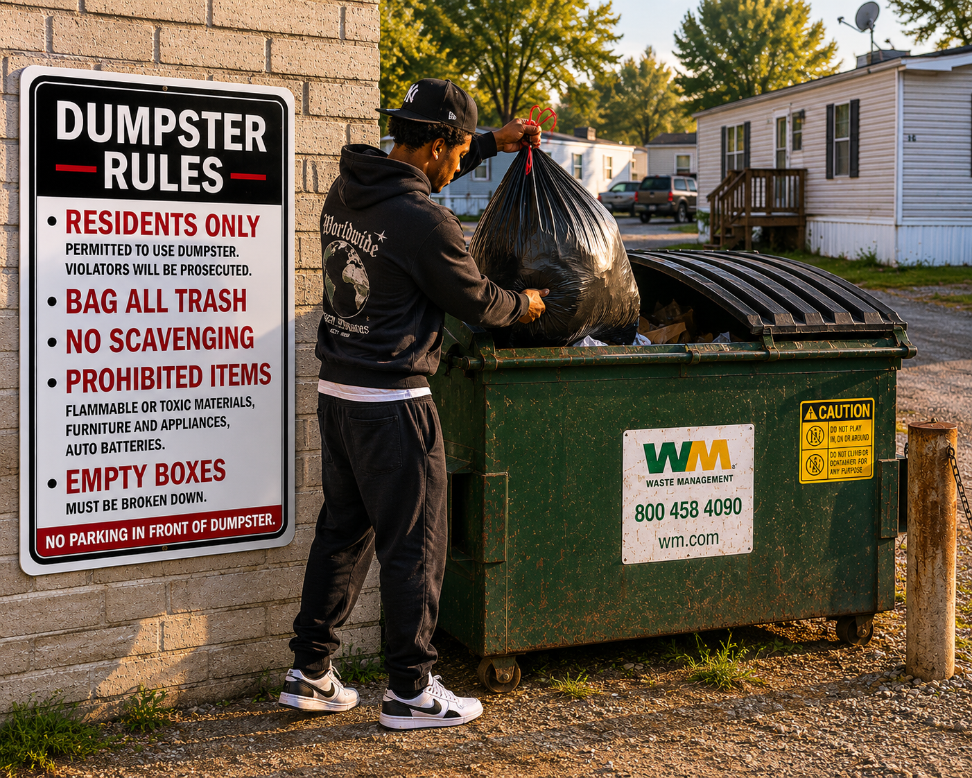 Dumpster Rules Sign Laminated 13x19 | Apartment Dumpster Rules Sign | Property Management Wall Sign | Trash Area Rules Decor