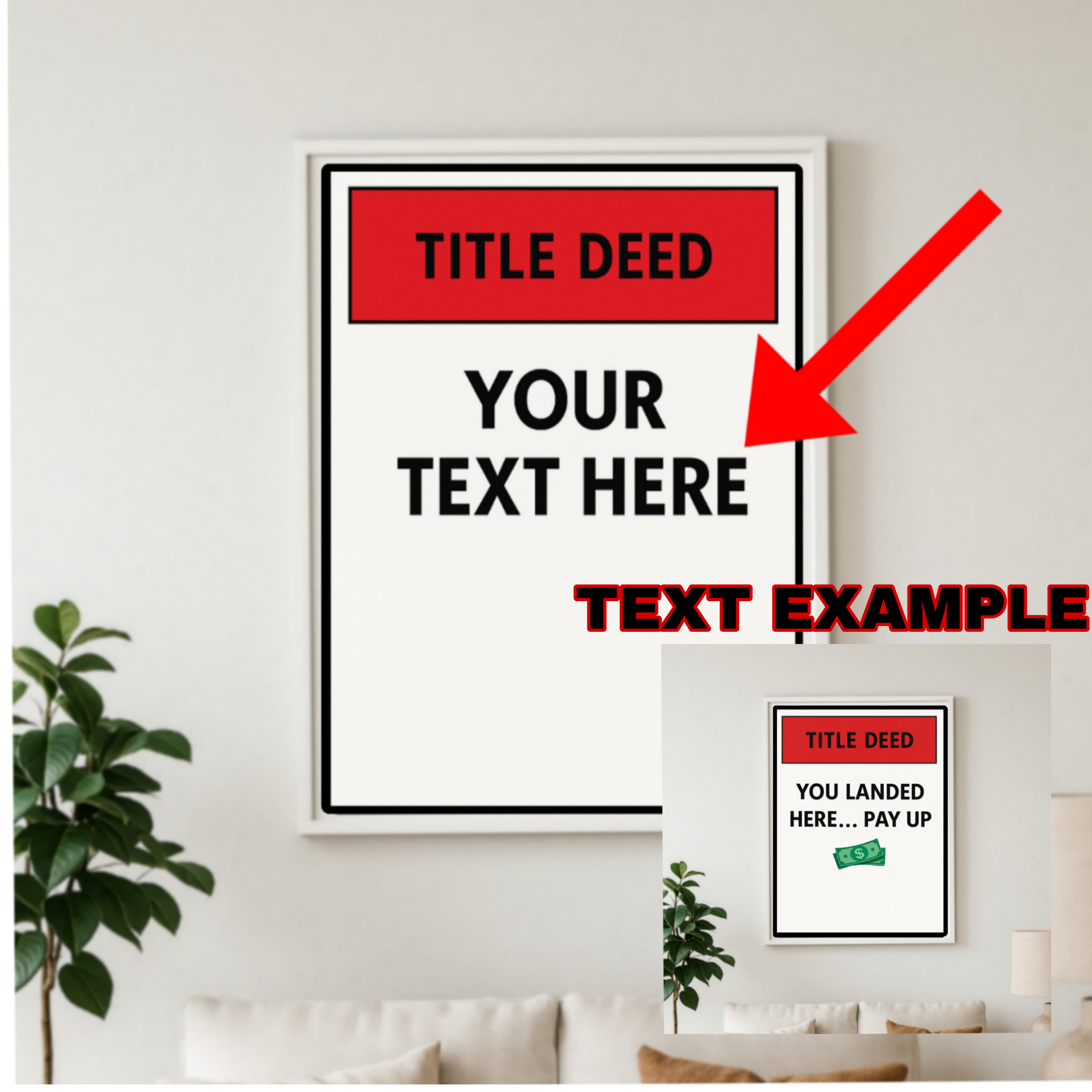 Custom Title Deed Sign Personalized Warning Sign Property Sign 13x19 Laminated Custom Text Sign Home Security Decor