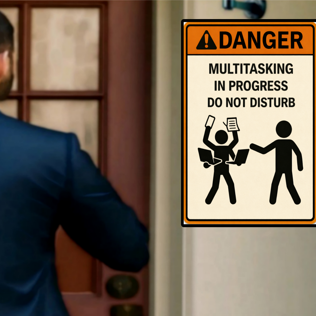 Multitasking In Progress Do Not Disturb Funny Danger Sign 13x19 Laminated Print Office Humor Busy Life Decor Funny Work Sign
