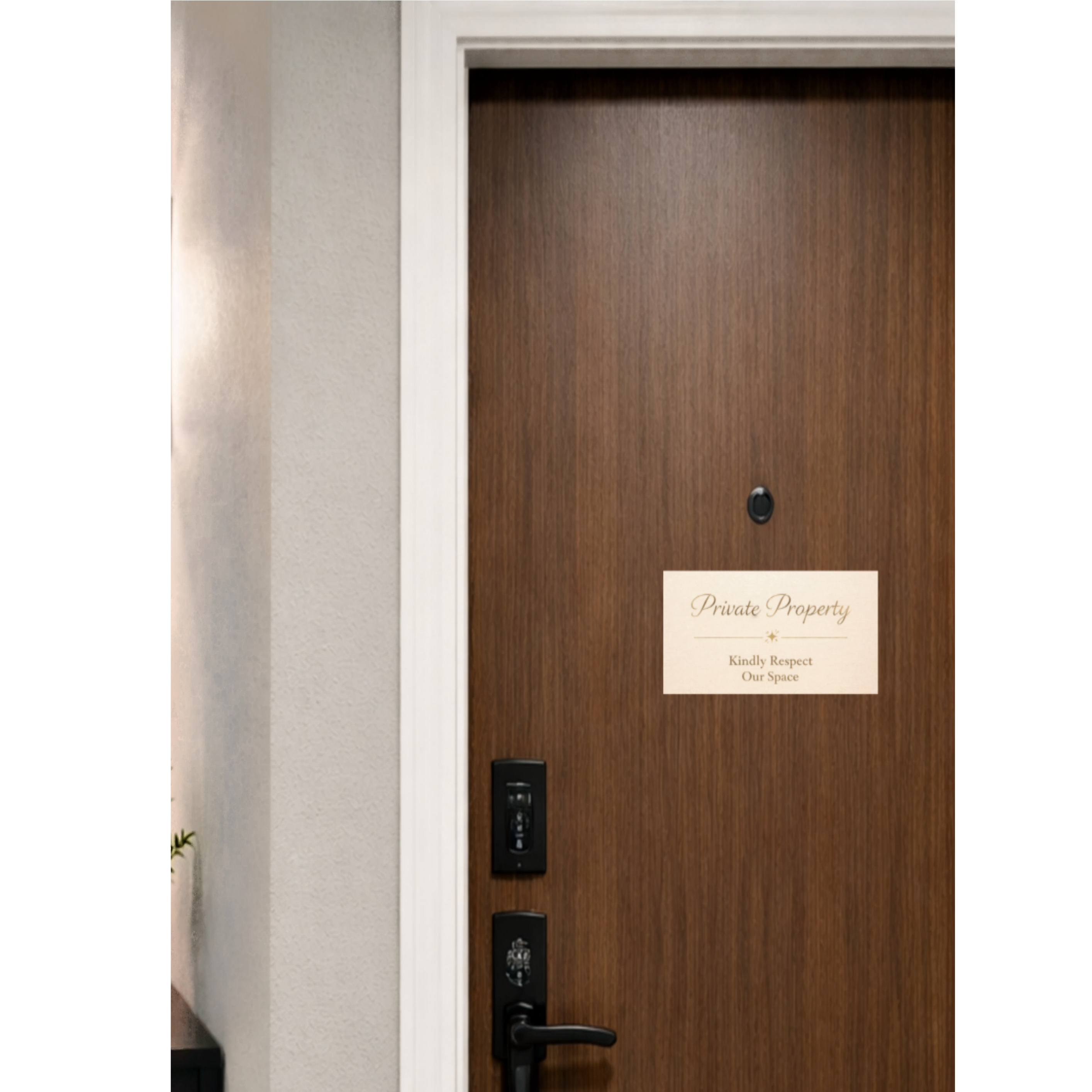 Private Property Sign – Kindly Respect Our Space | Elegant Home Sign | Minimalist Door Decor | Laminated & Durable