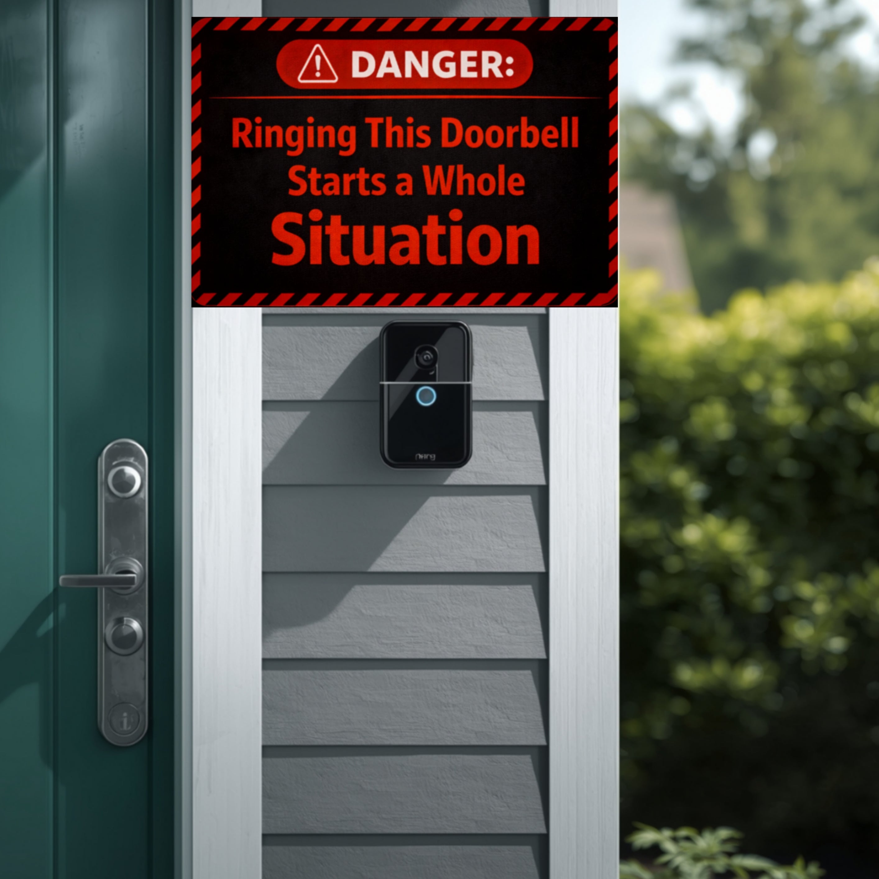Danger Ringing This Doorbell Starts A Whole Situation Funny Warning Door Sign Bold Home Decor 5x9in