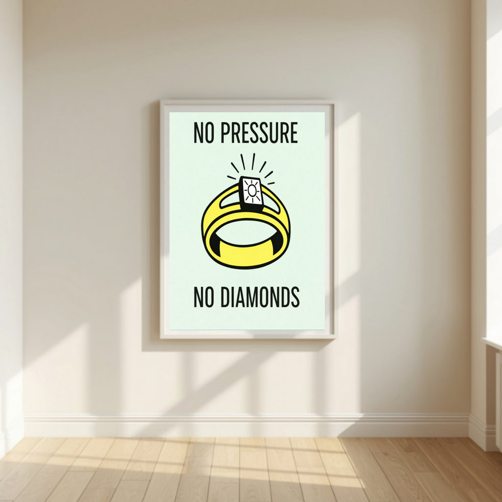 No Pressure No Diamonds Motivational Poster – Hard Work Success Wall Art 13x19in Laminated or Framed