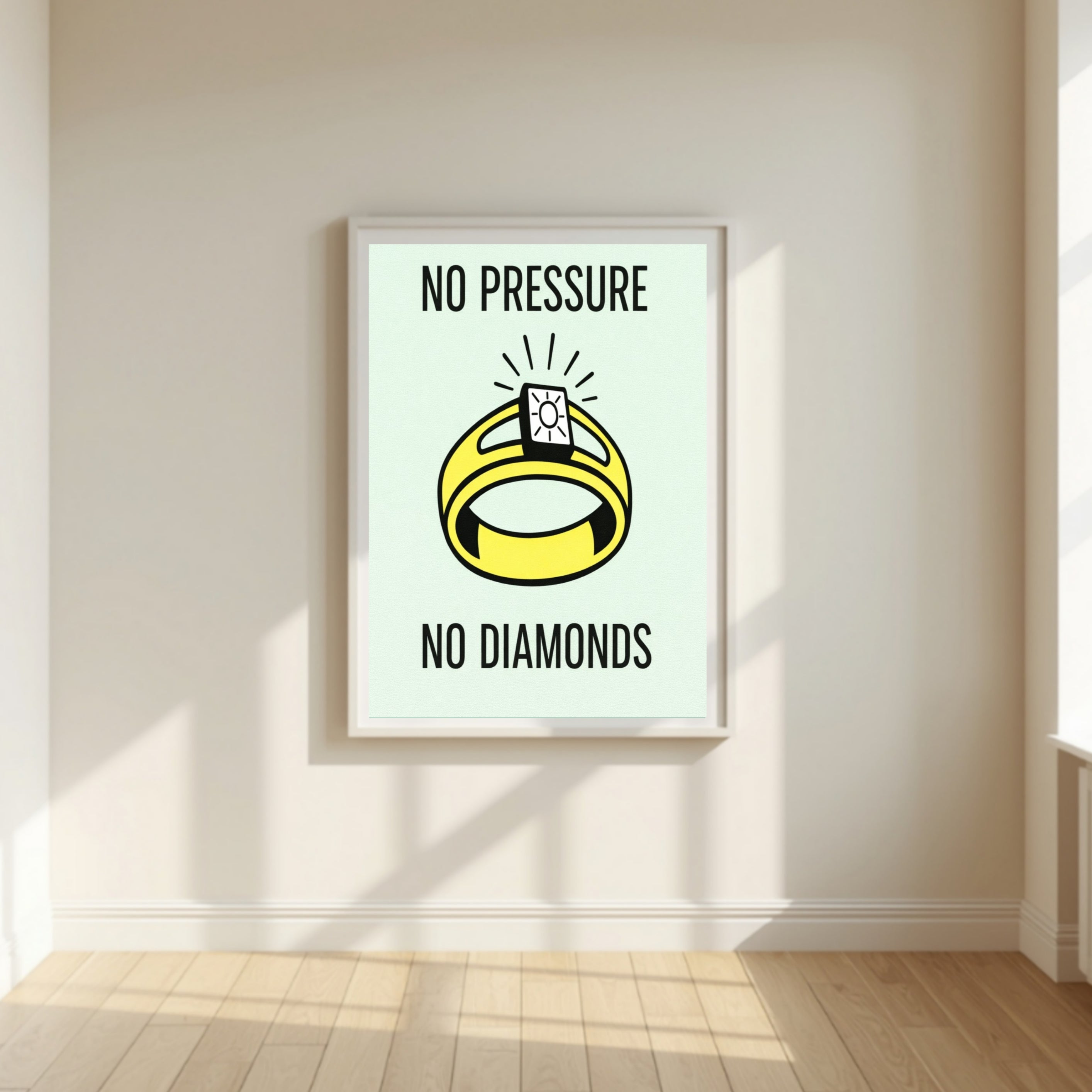 No Pressure No Diamonds Motivational Poster – Hard Work Success Wall Art 13x19in Laminated or Framed